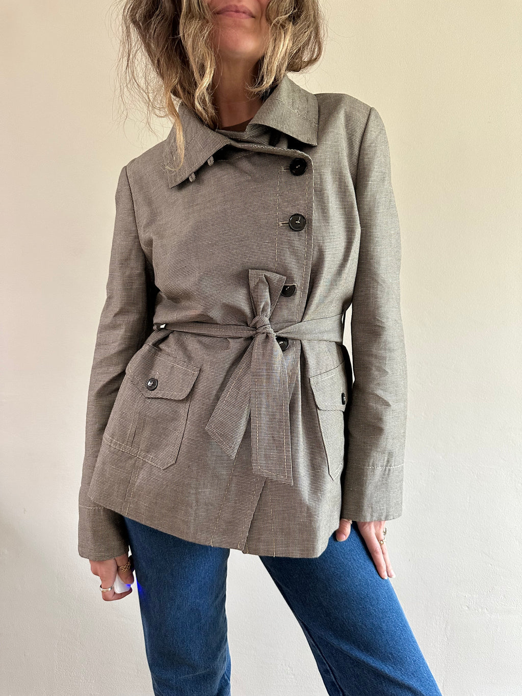 Linen-Cotton Belted Trench Jacket
