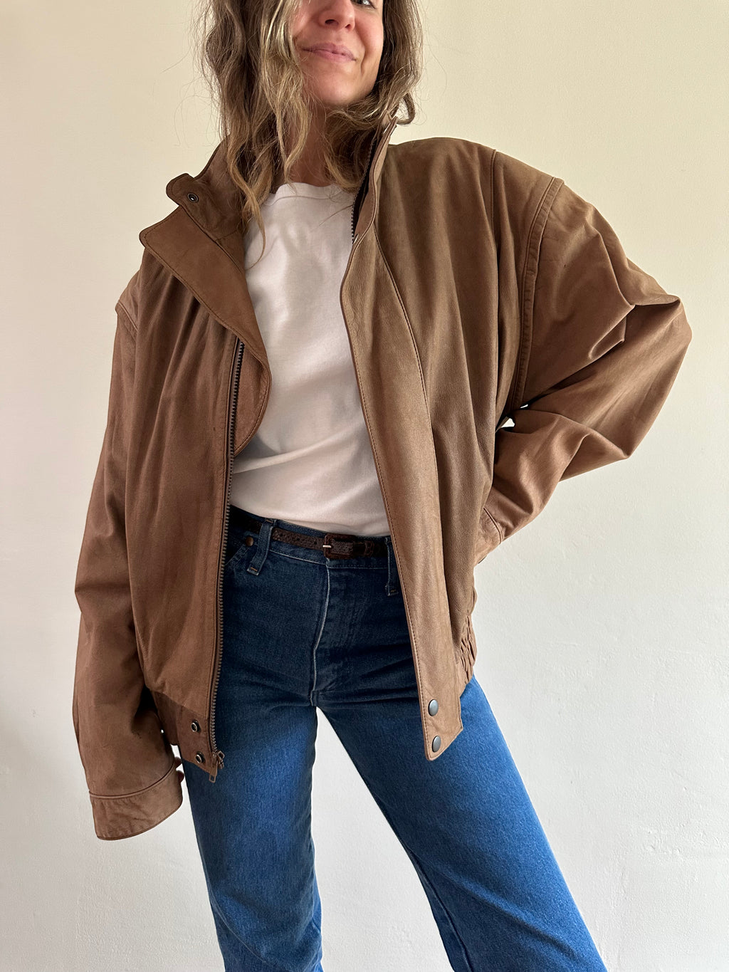 Members Only Leather Funnel Neck Jacket