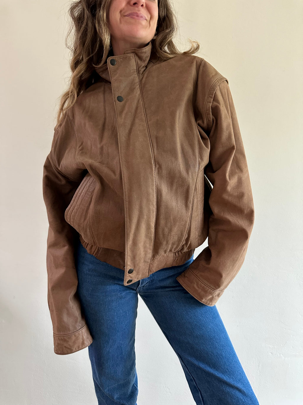 Members Only Leather Funnel Neck Jacket