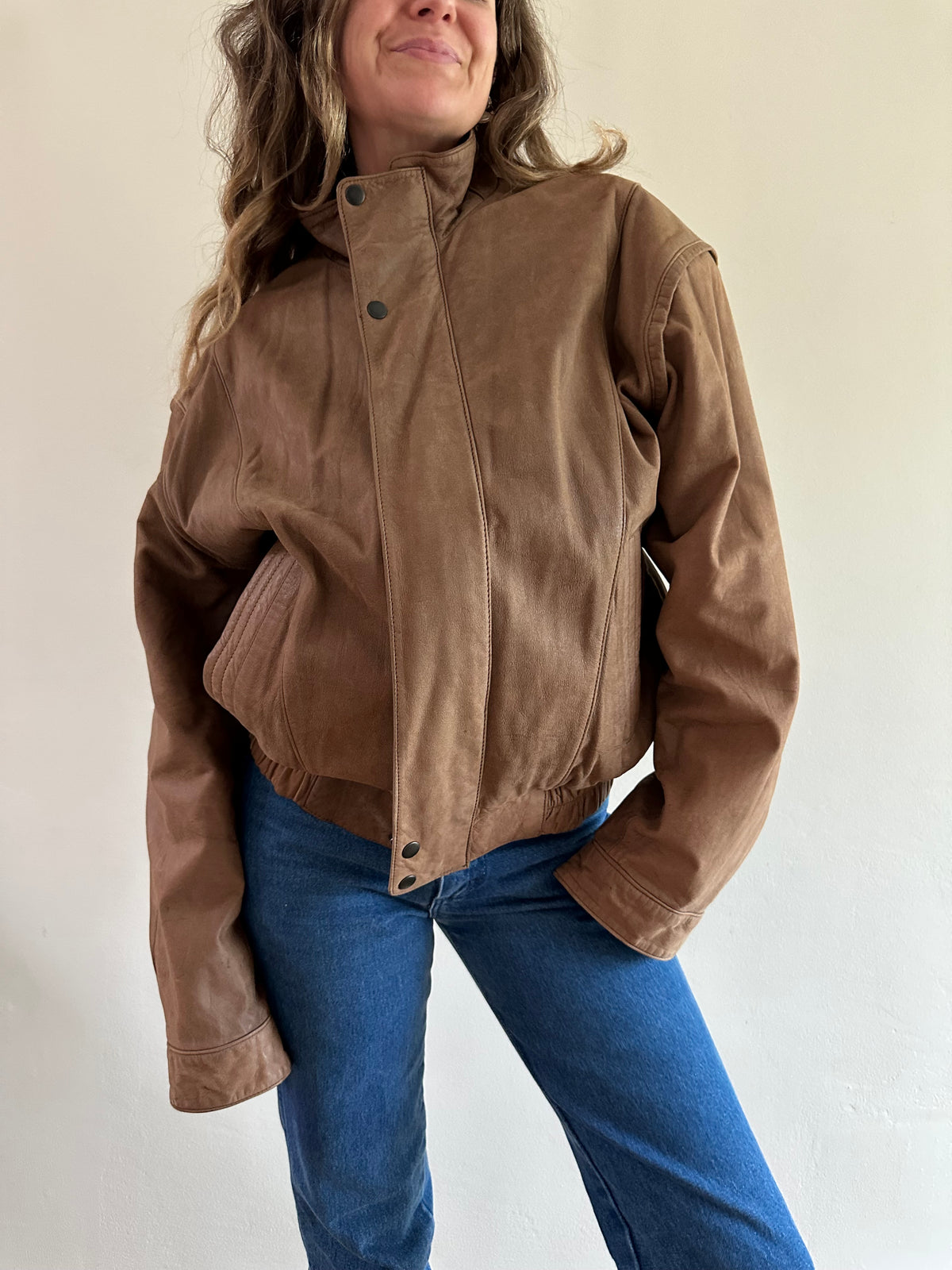 Members Only Leather Funnel Neck Jacket