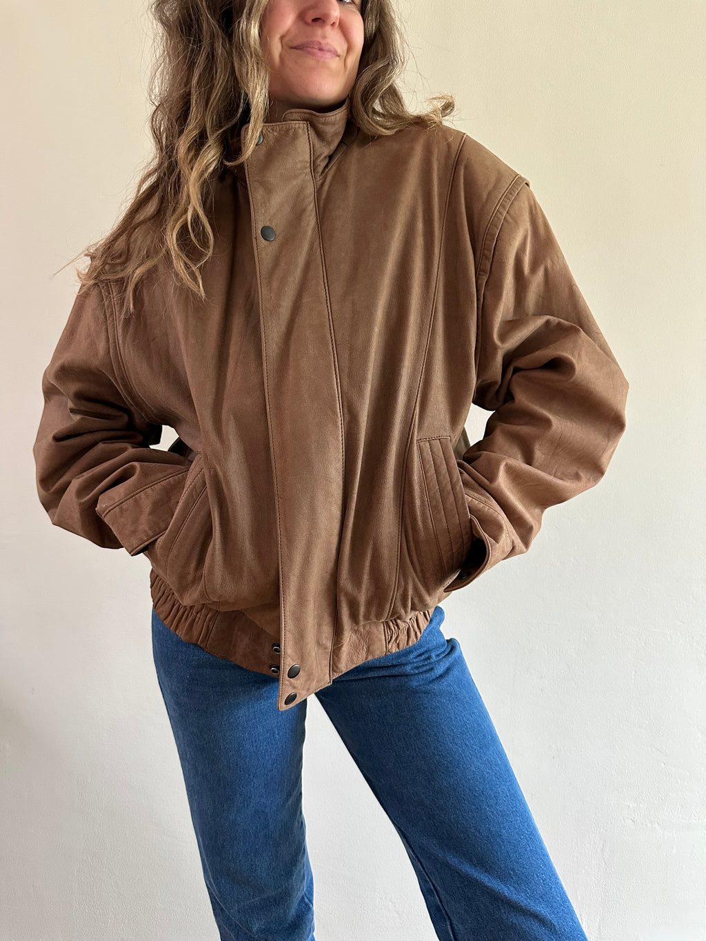 Members Only Leather Funnel Neck Jacket