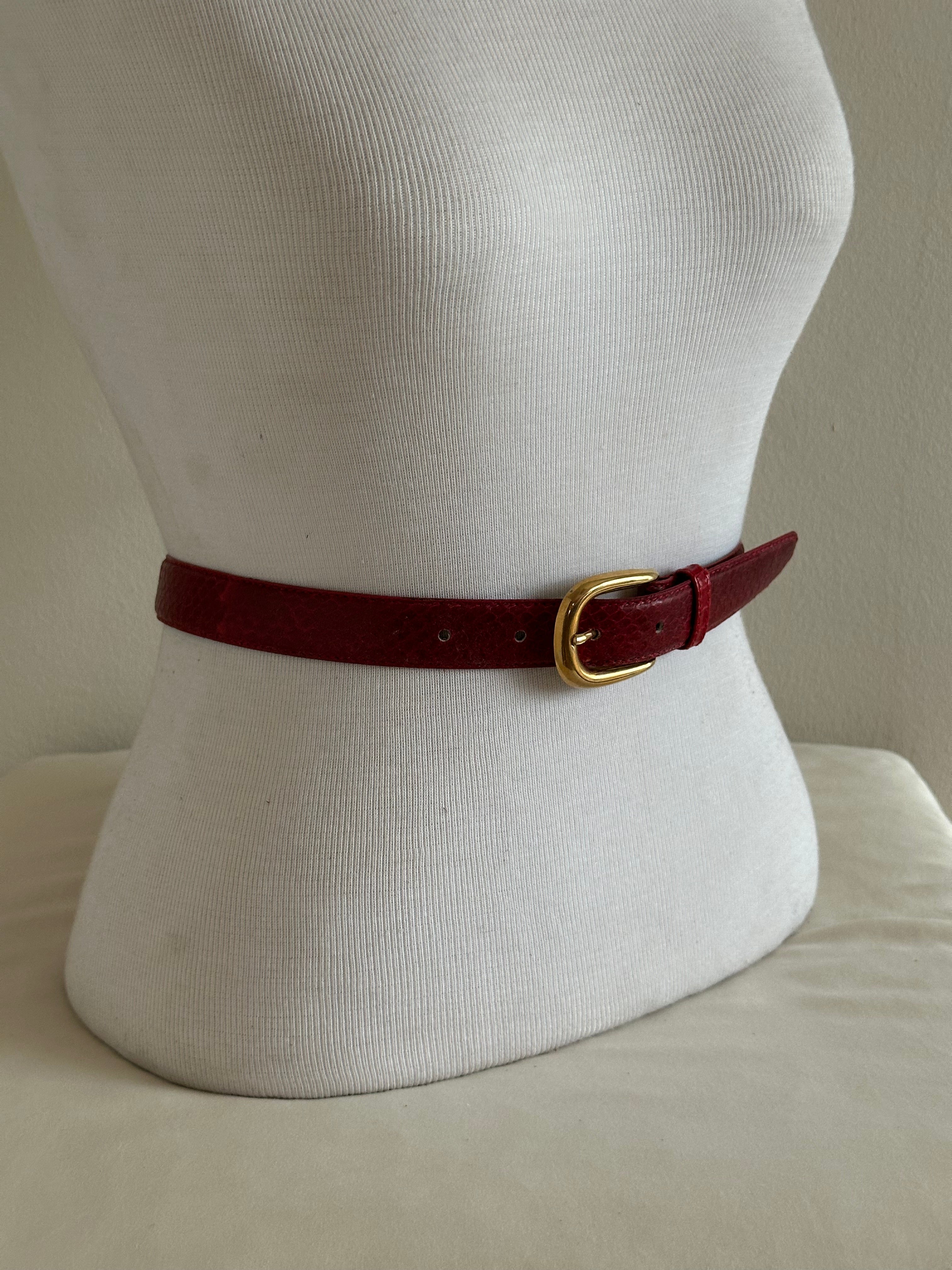 Red Snakeskin Leather Belt