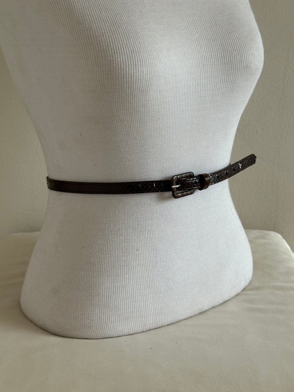 Skinny Brown Snakeskin Belt