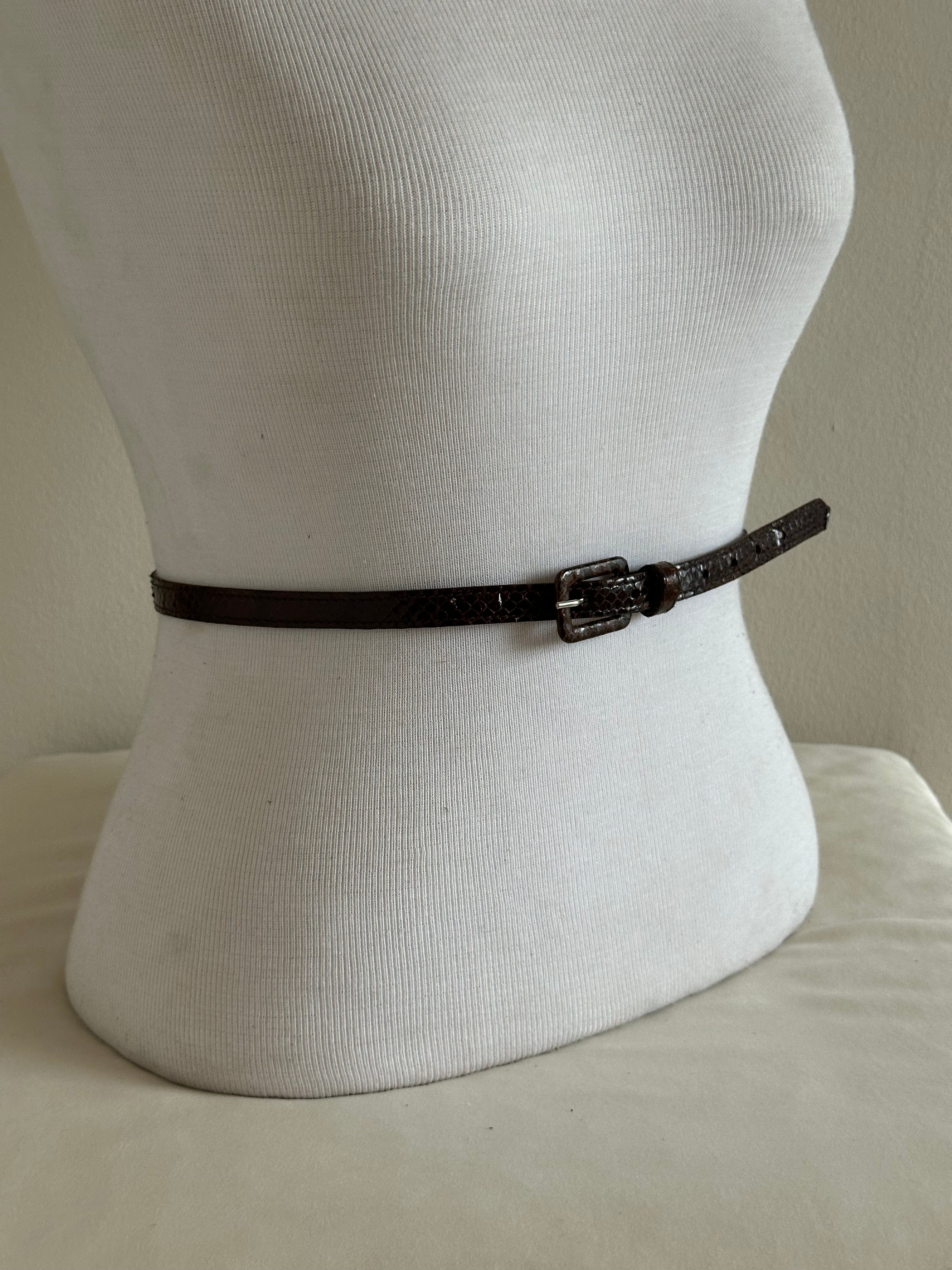 Skinny Brown Snakeskin Belt
