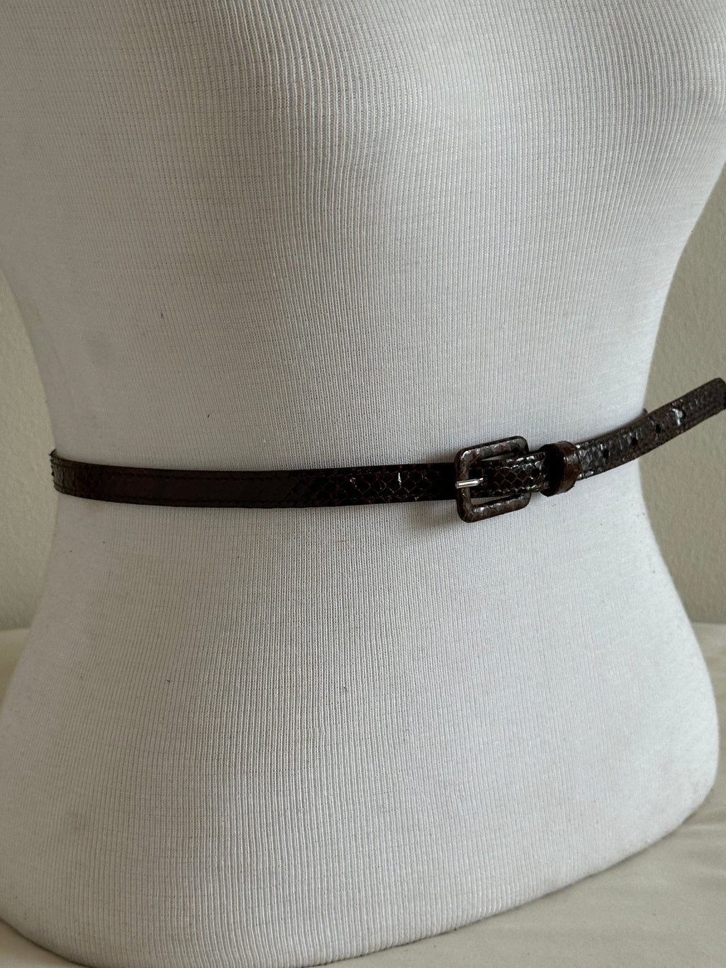 Skinny Brown Snakeskin Belt
