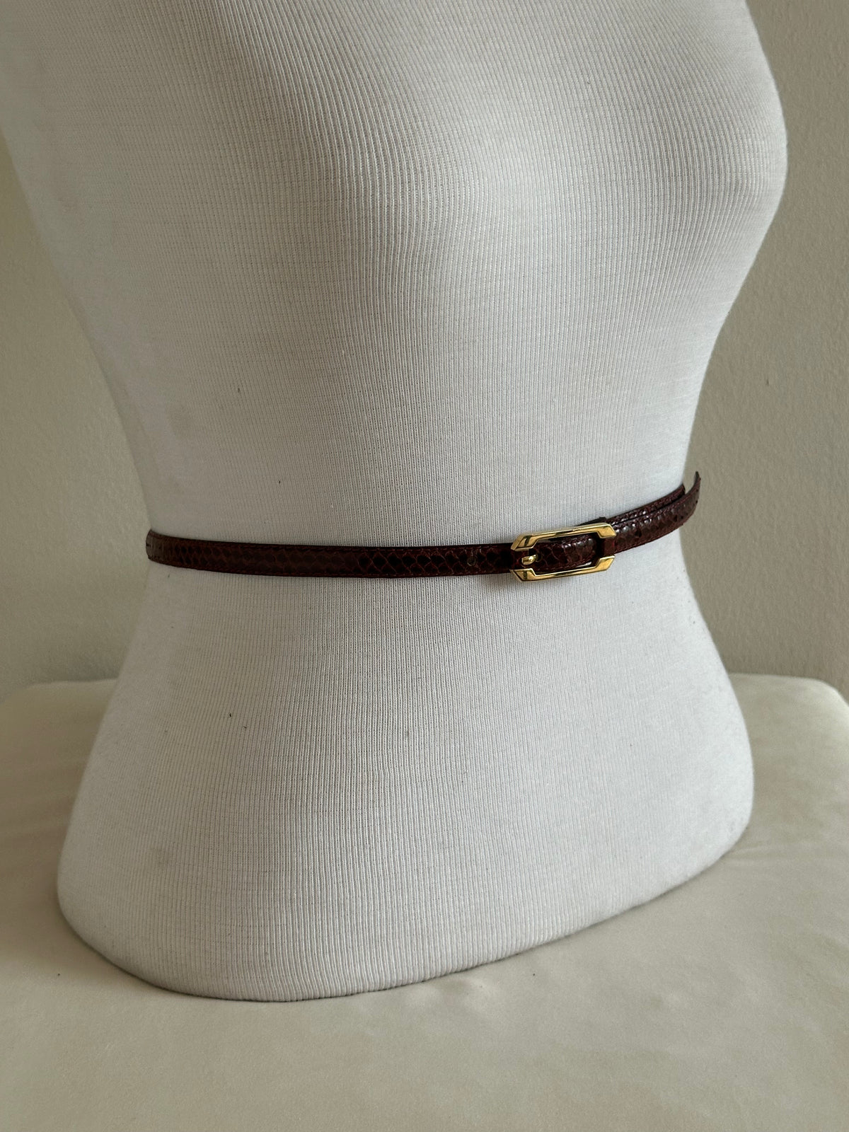 Oxblood Snakeskin Skinny Belt