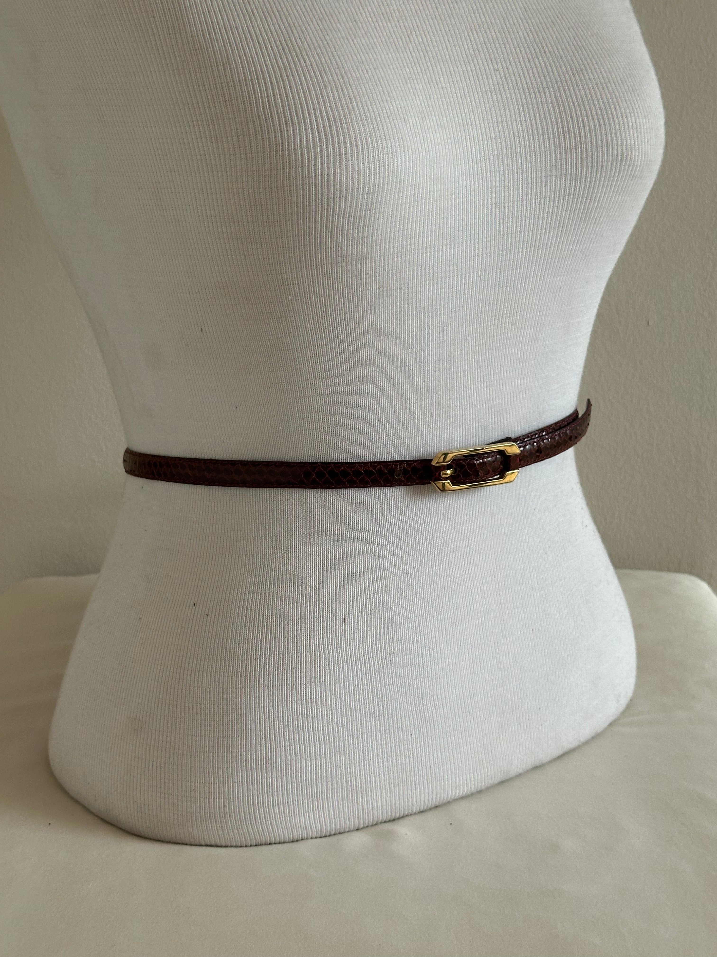 Oxblood Snakeskin Skinny Belt