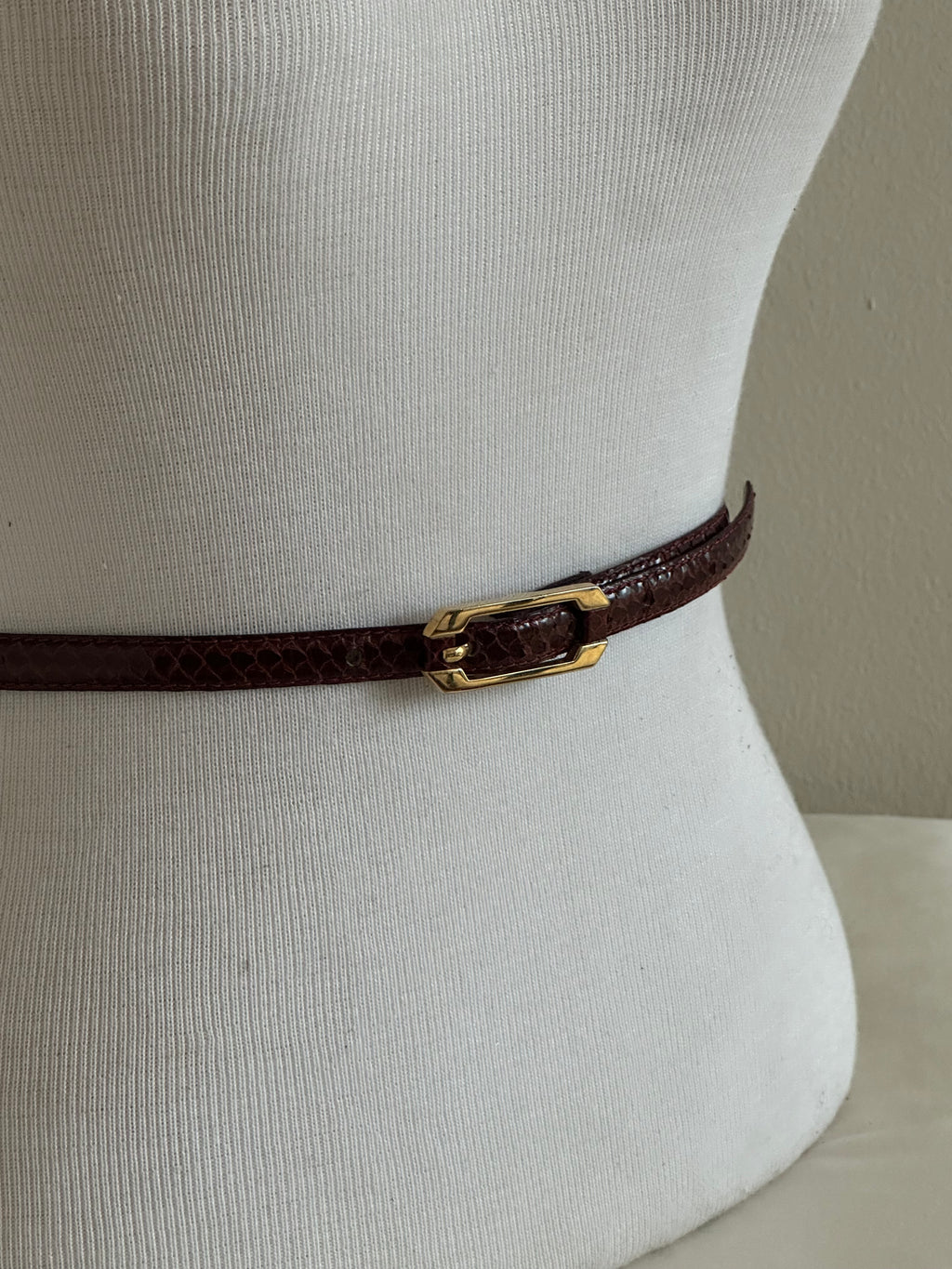 Oxblood Snakeskin Skinny Belt