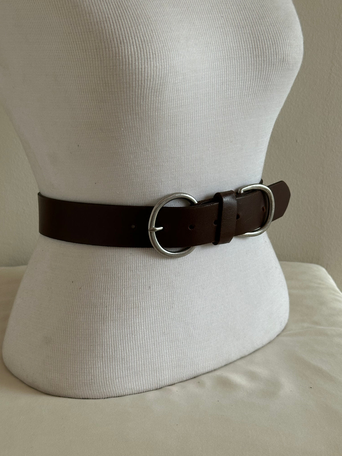 Dark Brown Leather Double-Ring Belt
