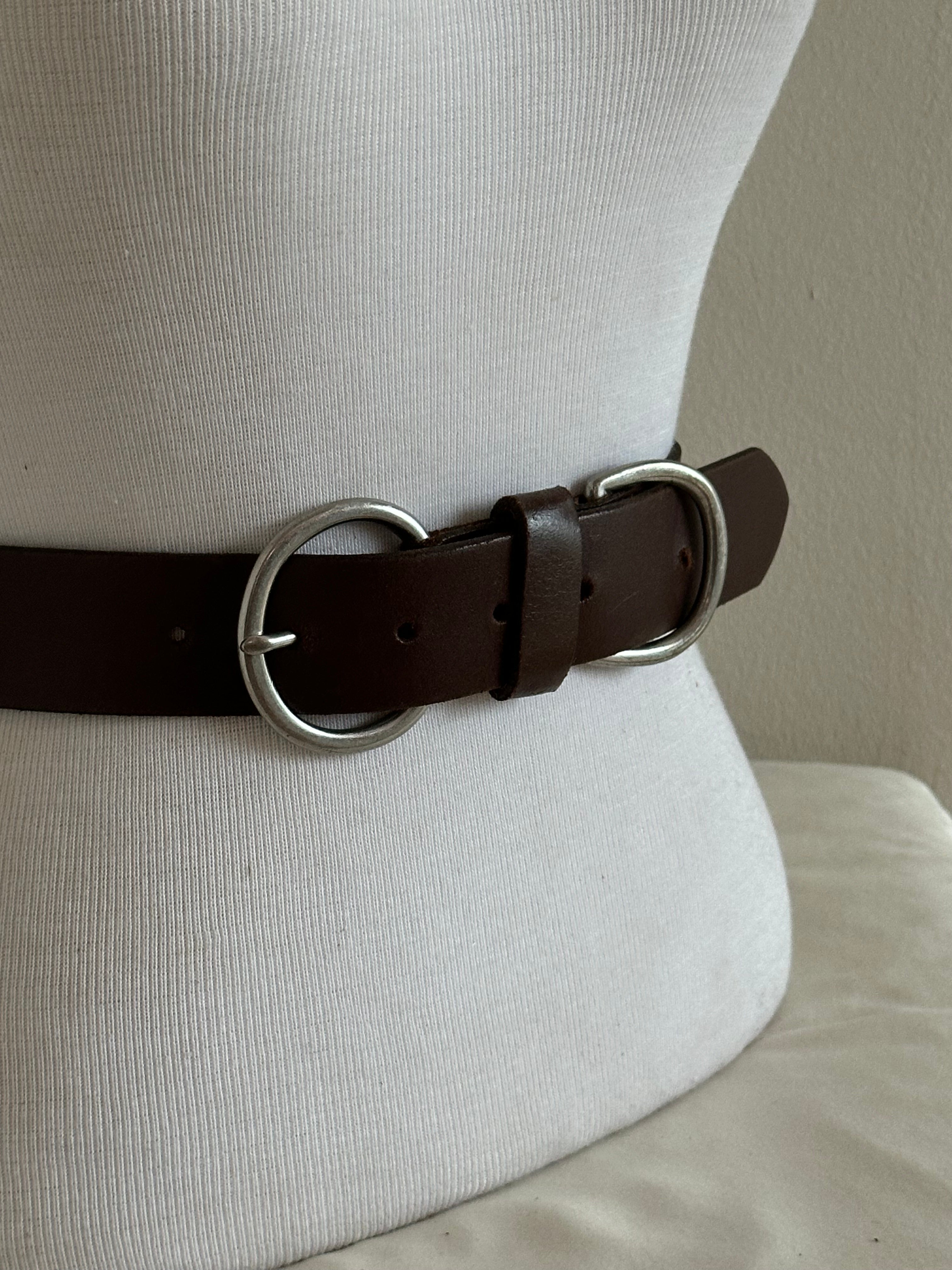 Dark Brown Leather Double-Ring Belt