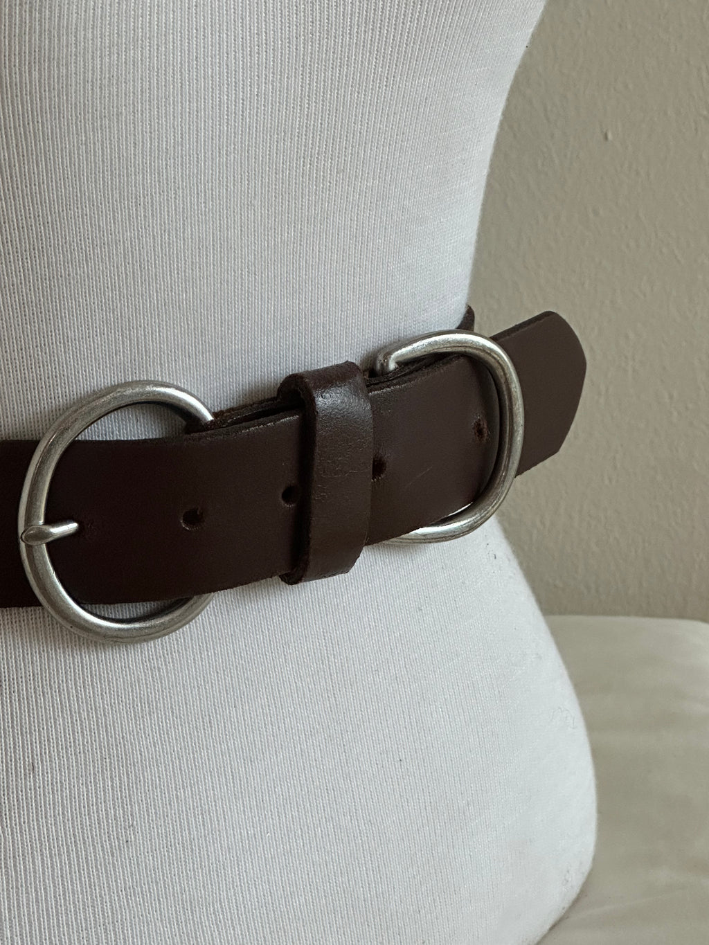 Dark Brown Leather Double-Ring Belt
