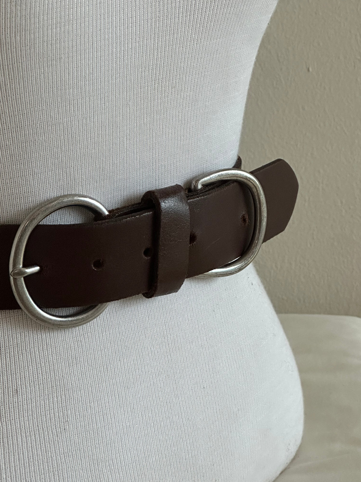 Dark Brown Leather Double-Ring Belt