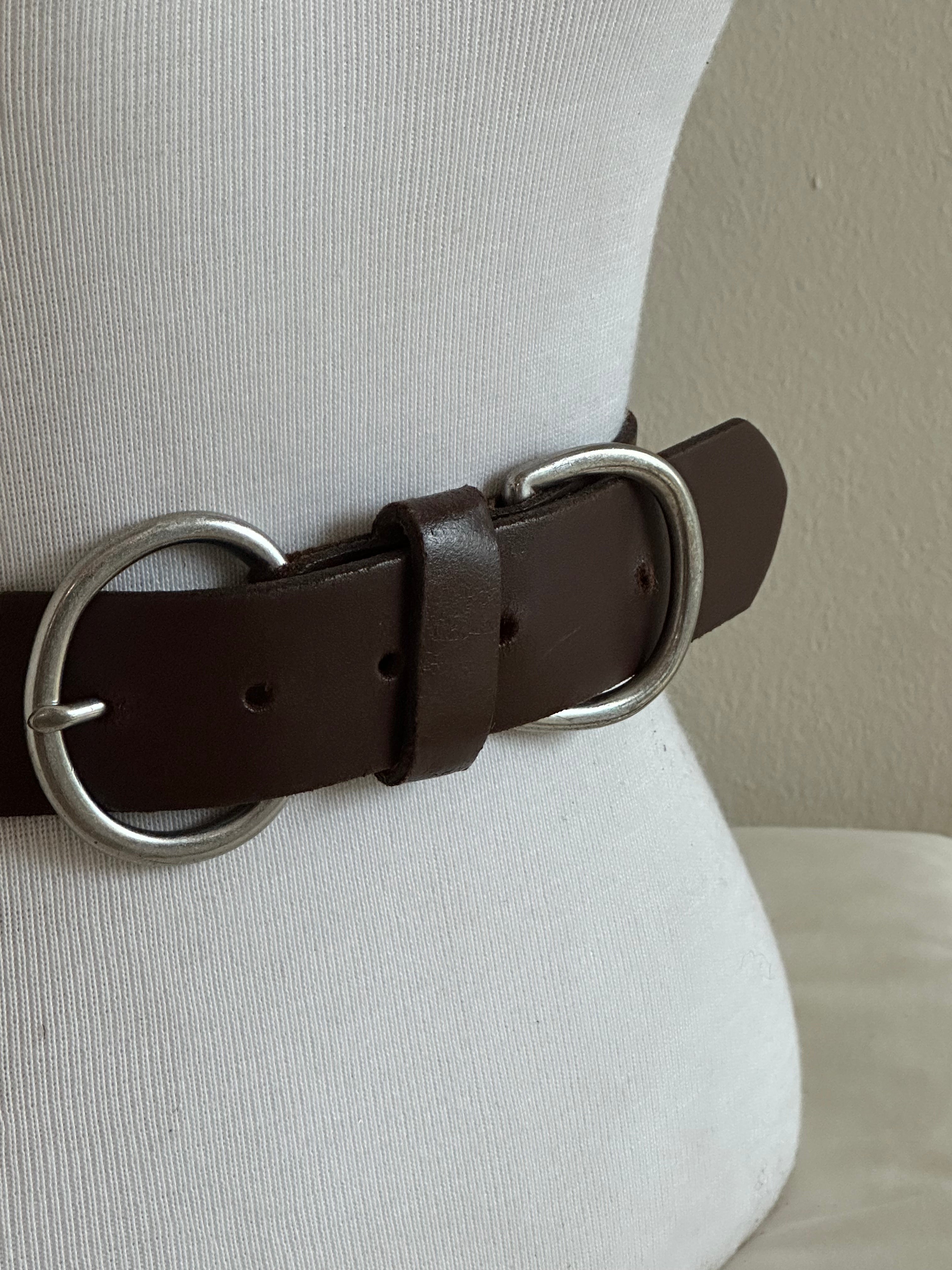 Dark Brown Leather Double-Ring Belt