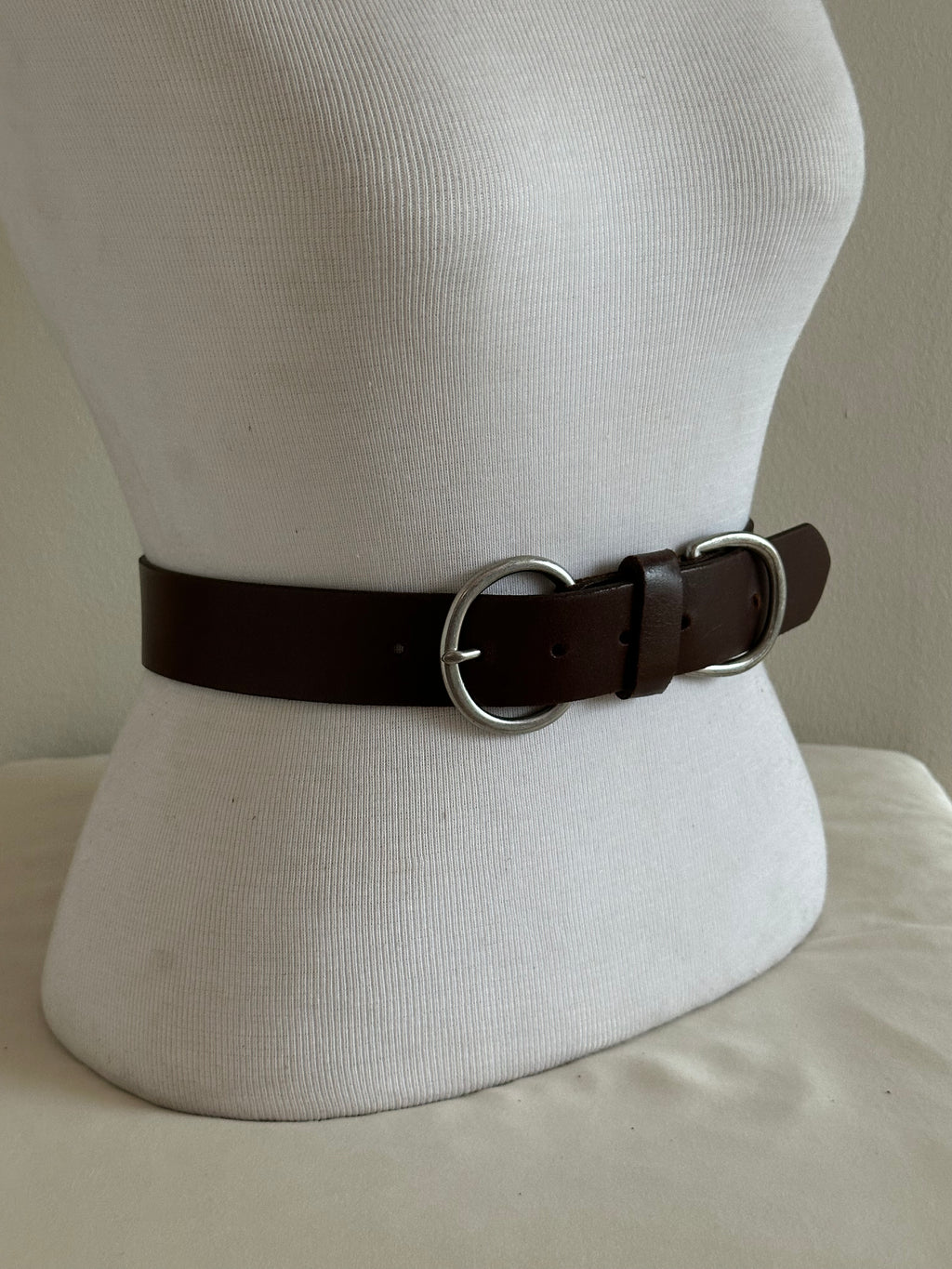 Dark Brown Leather Double-Ring Belt