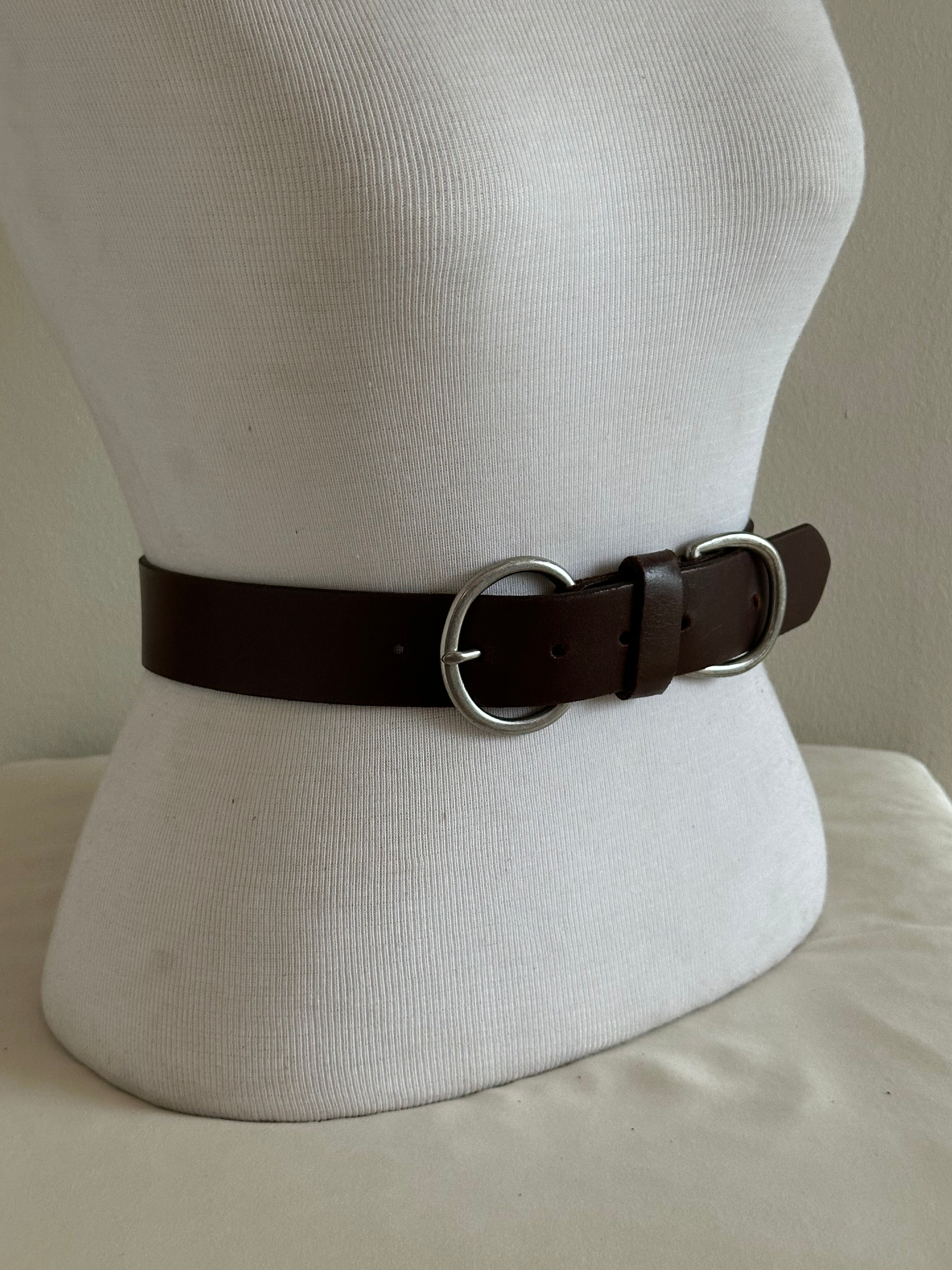 Dark Brown Leather Double-Ring Belt