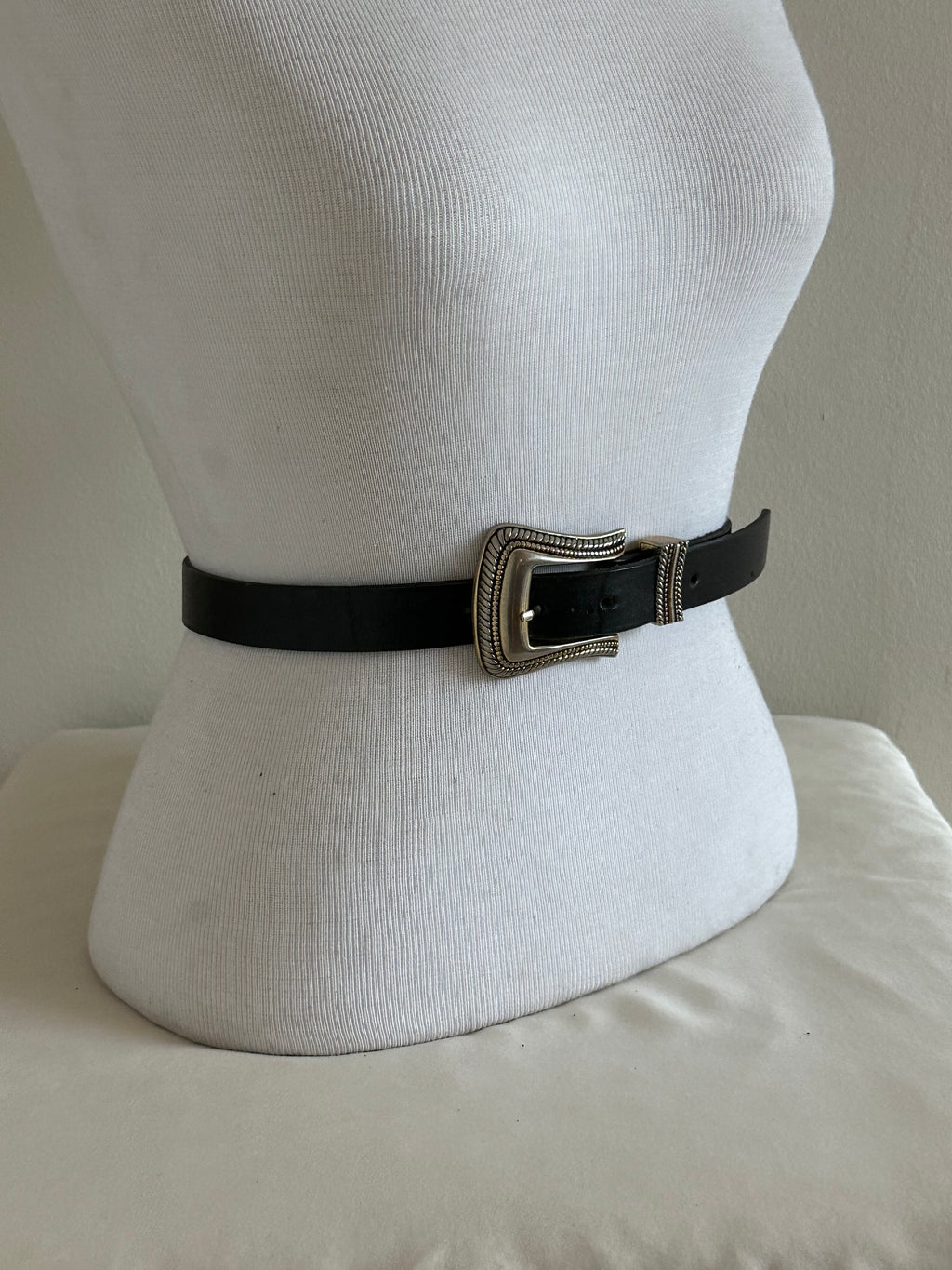 Mixed Metal Western Leather Belt