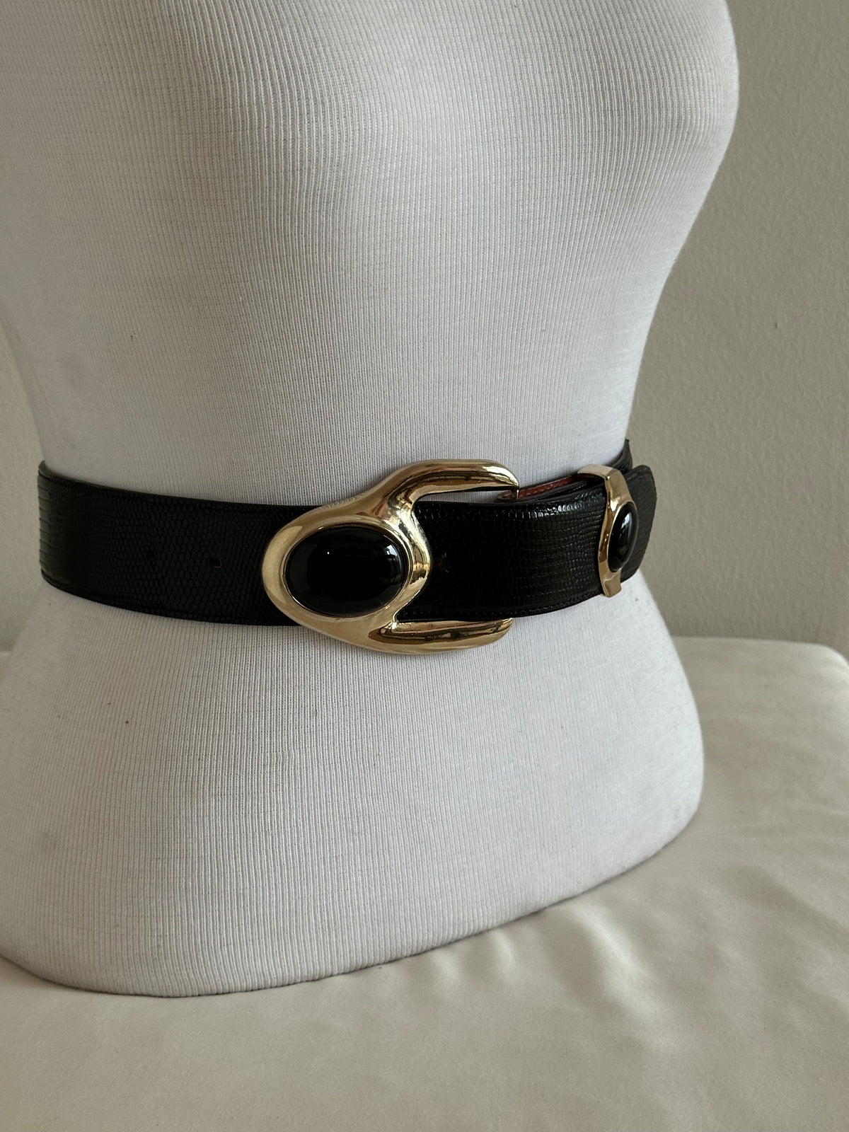 Vintage Genuine Lizard Leather Statement Belt