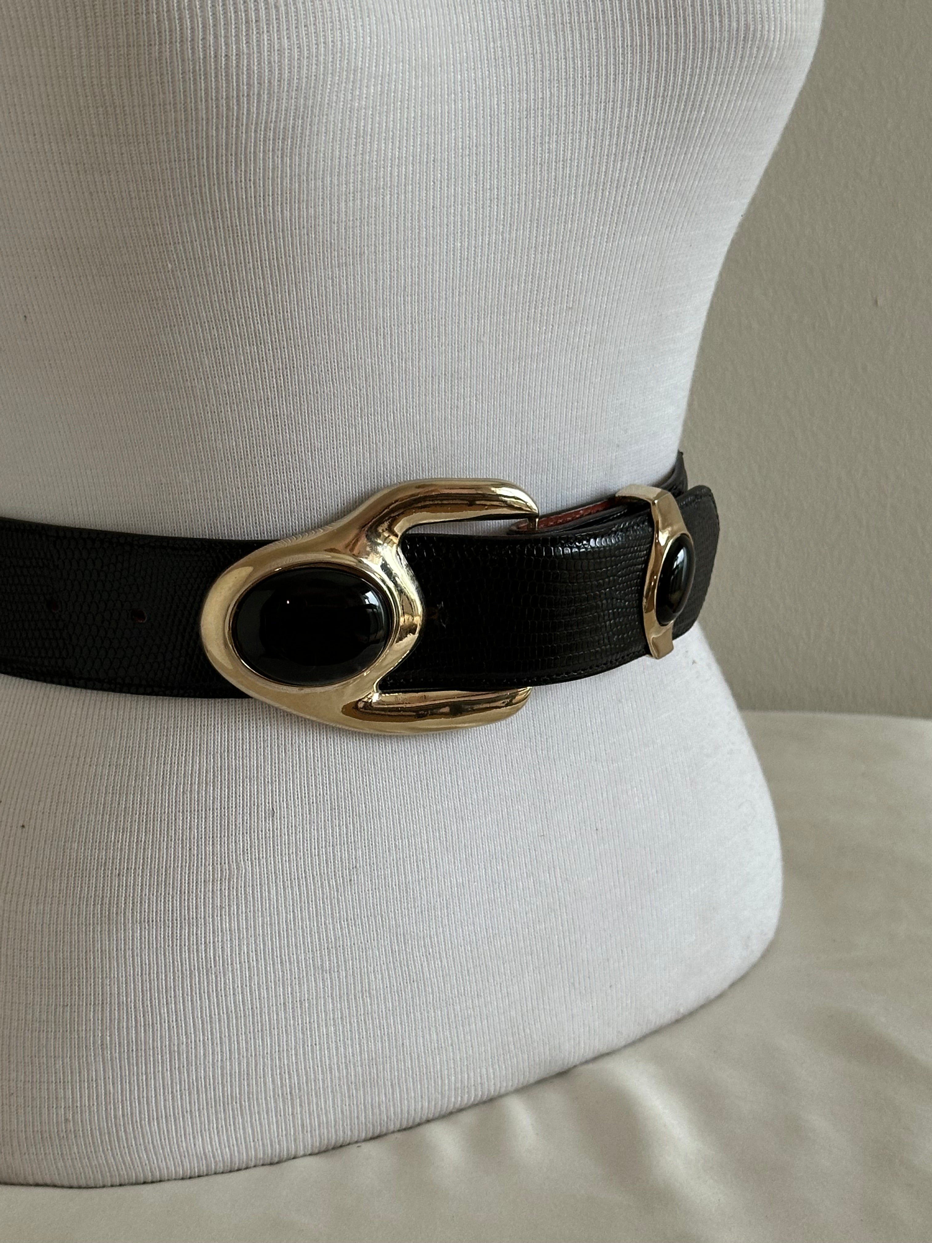 Vintage Genuine Lizard Leather Statement Belt