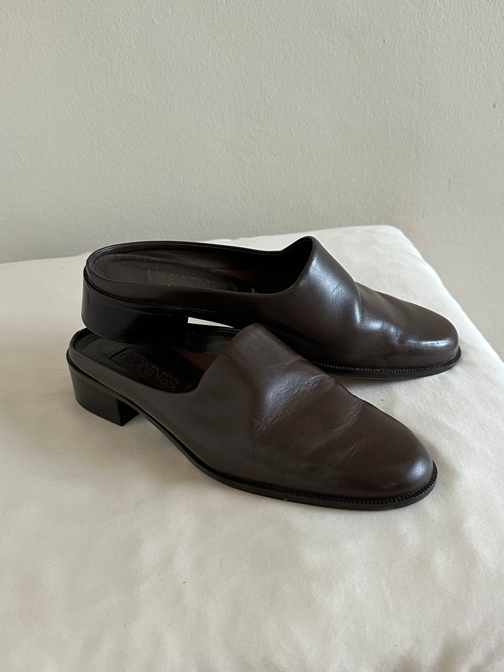 90s Chocolate Brown Leather Mules