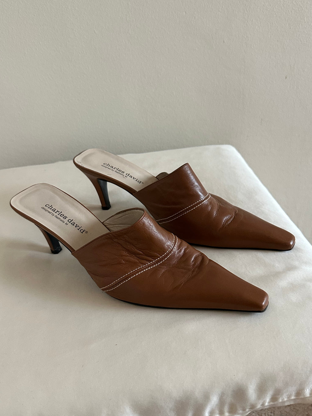 Charles David Leather Mule Heels