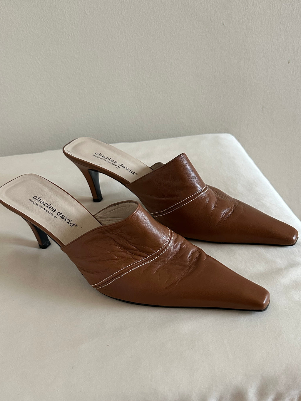 Charles David Leather Mule Heels
