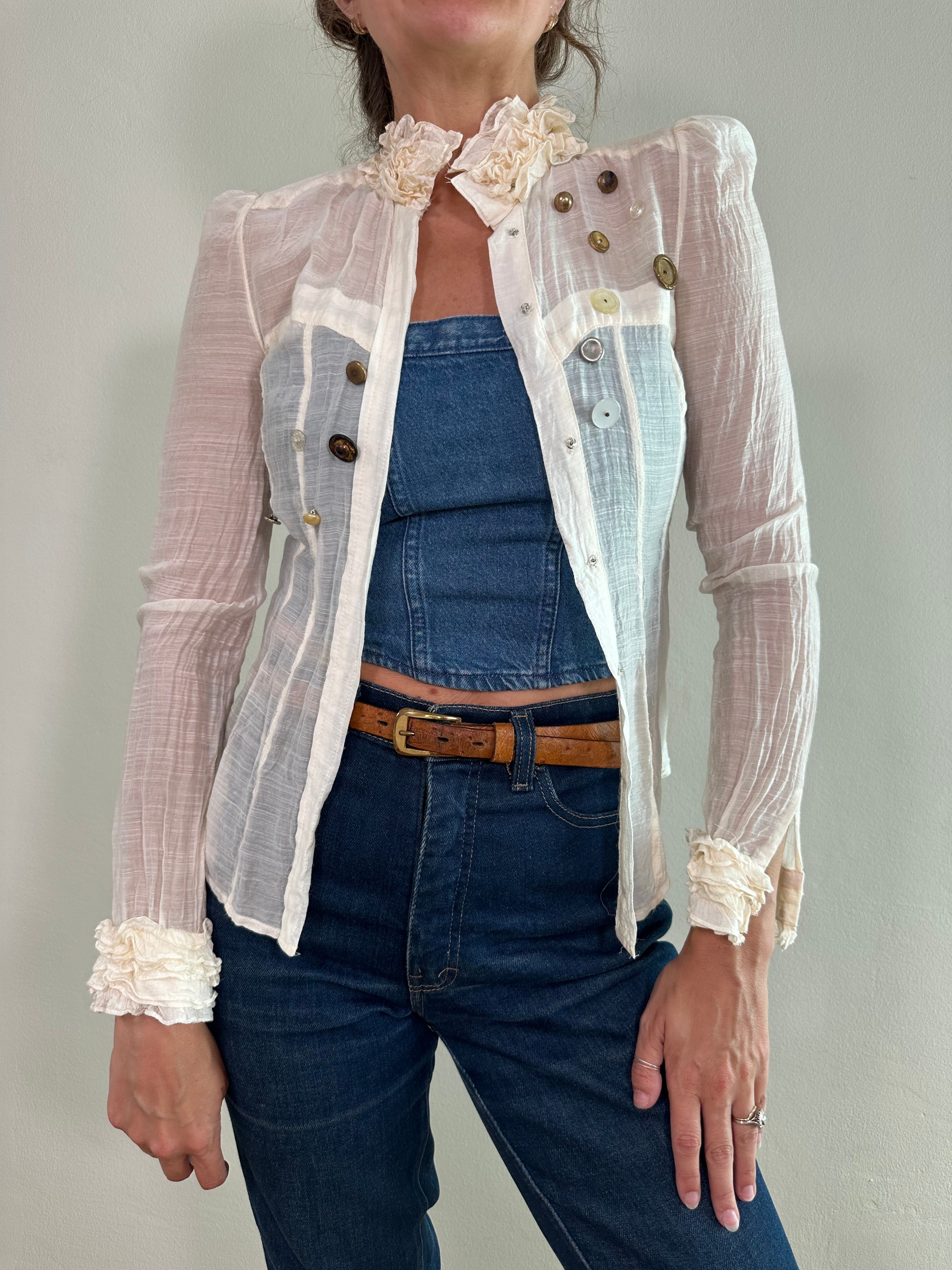 REWORK Victorian Style Sheer Corset Blouse