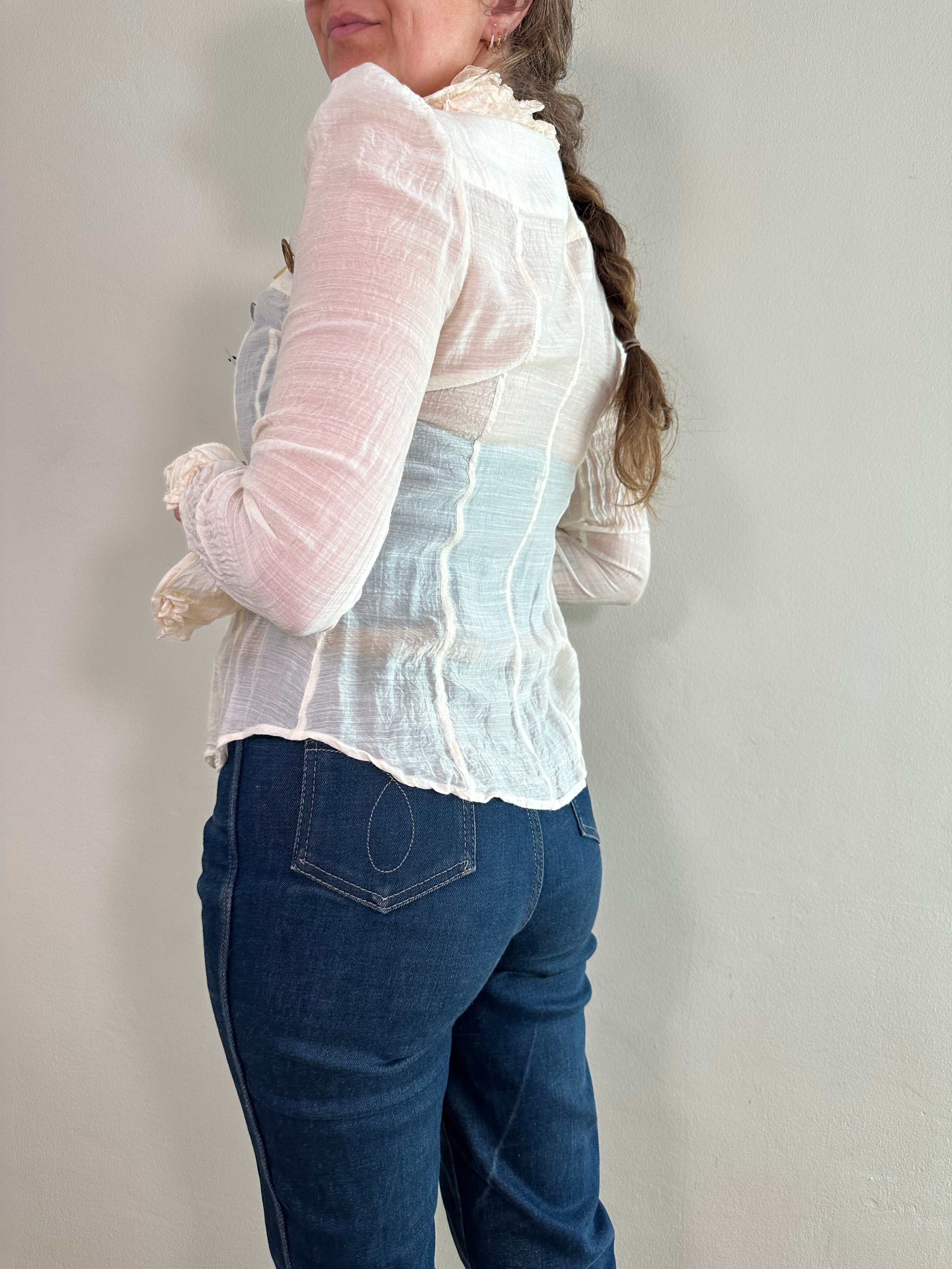 REWORK Victorian Style Sheer Corset Blouse