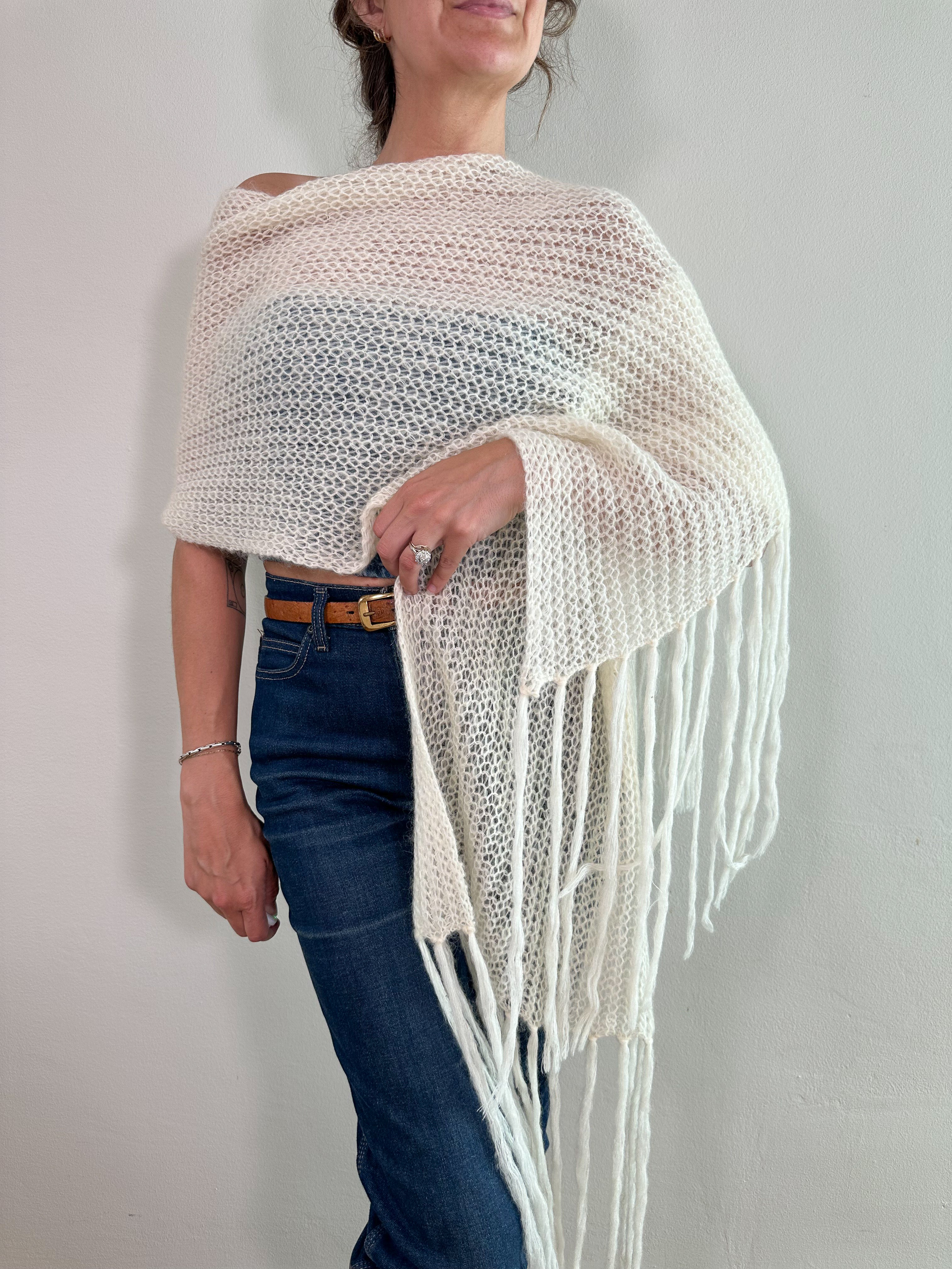 NWT Mohair Blend Oversized Fringe Scarf/Wrap