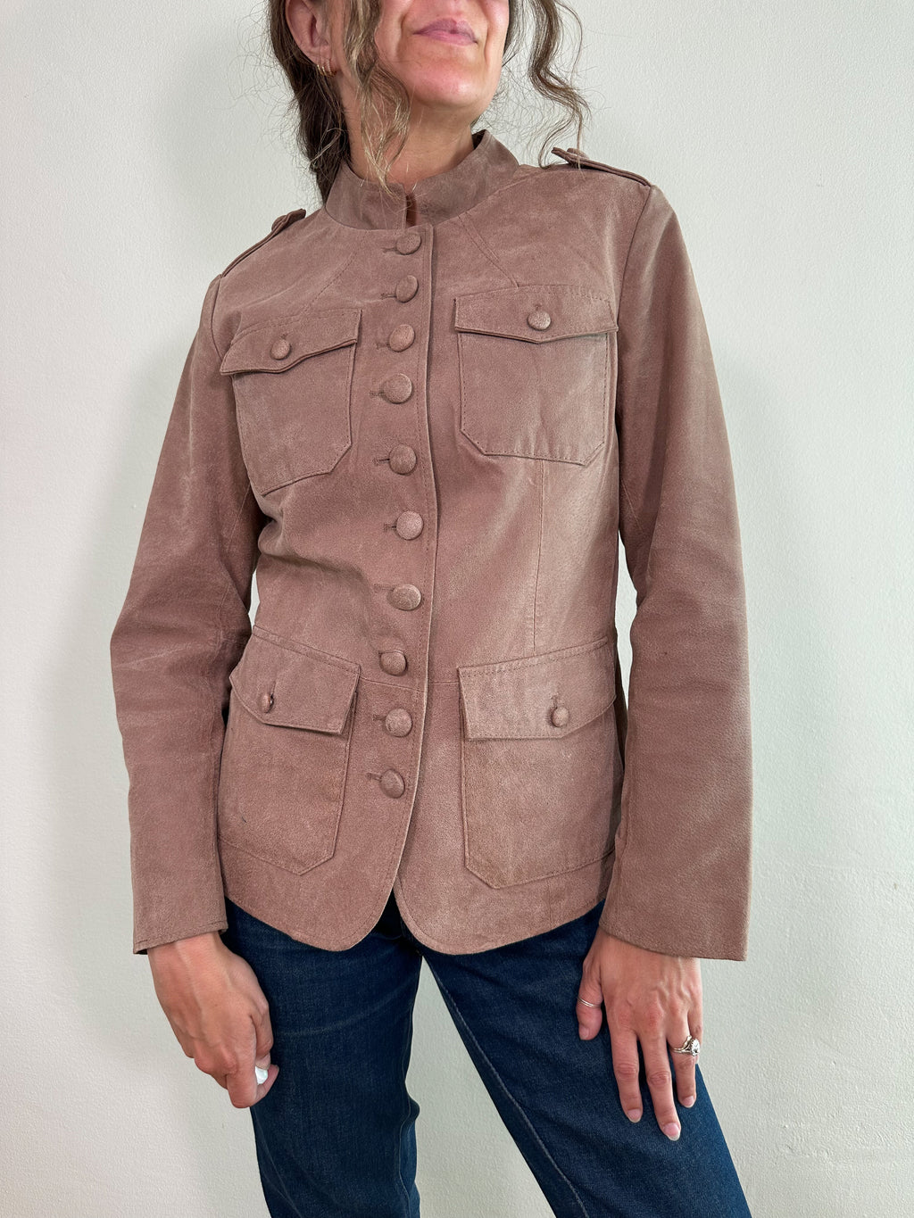Twiggy Leather Military Jacket