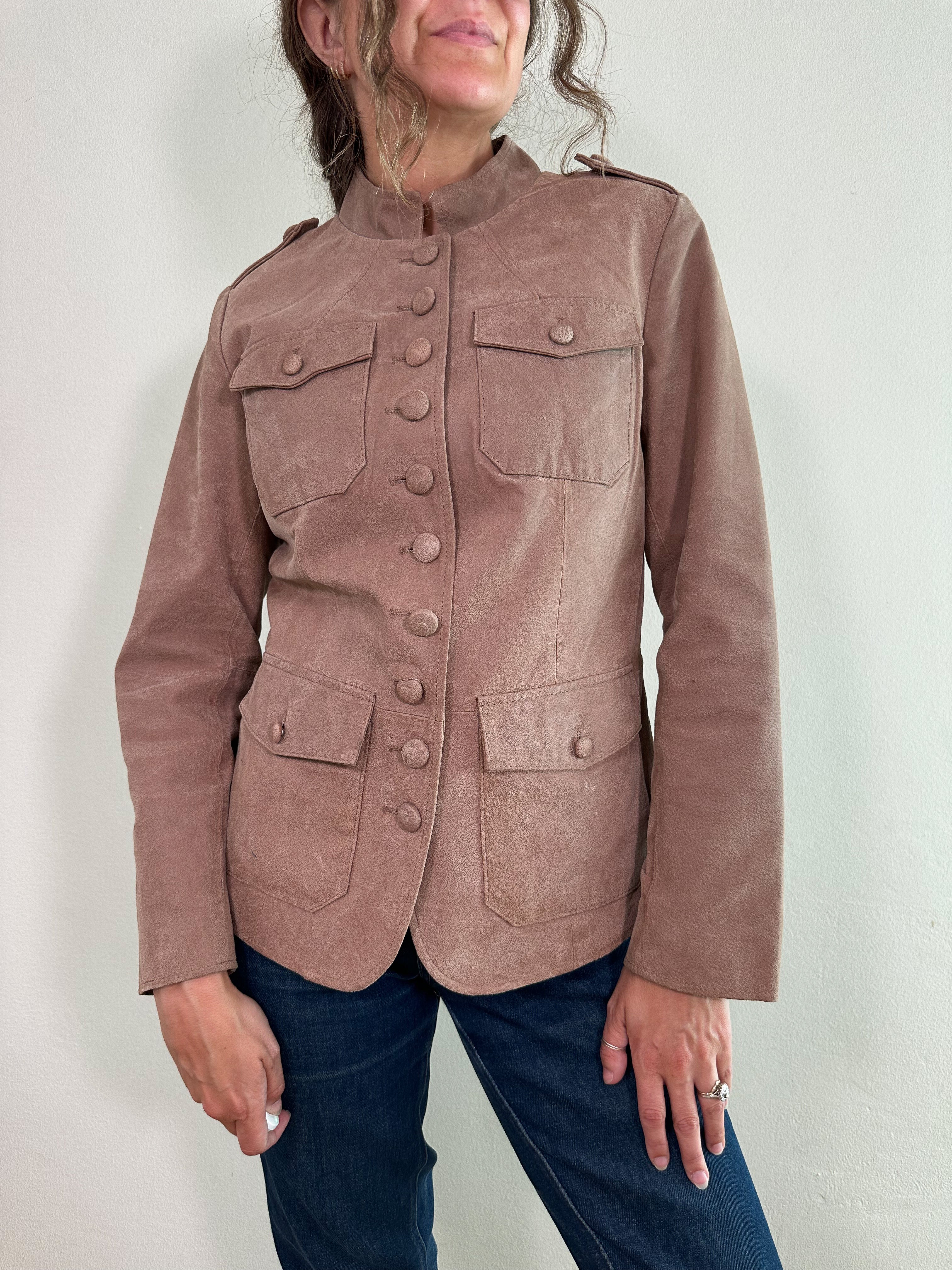 Twiggy Leather Military Jacket