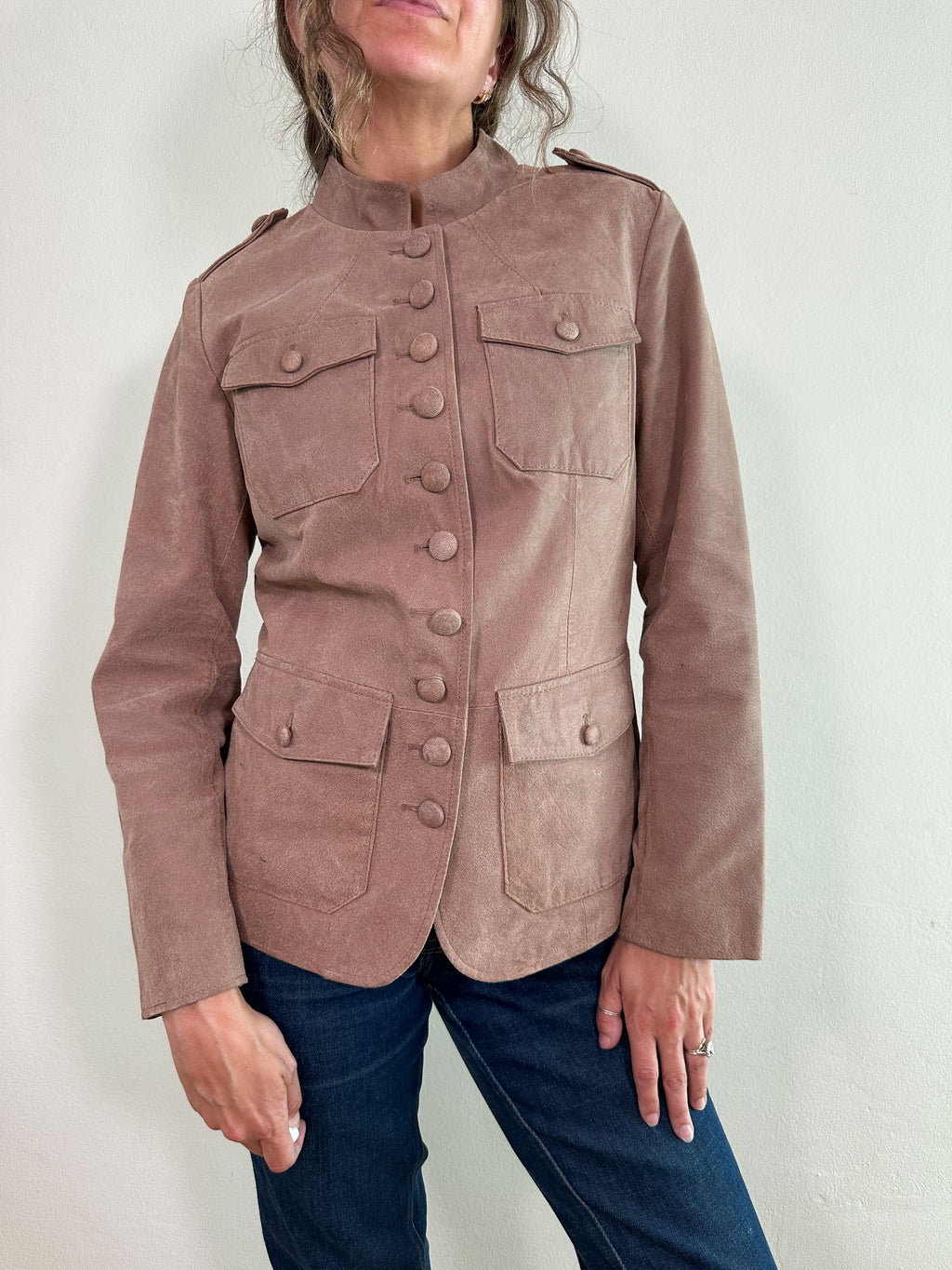 Twiggy Leather Military Jacket
