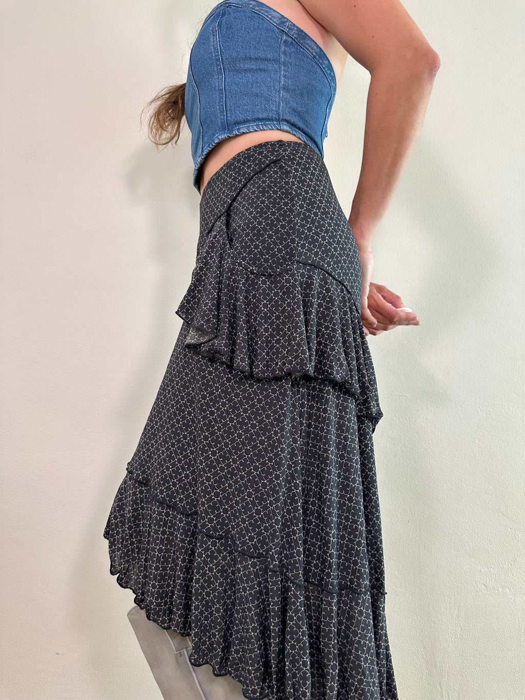 Tiered Mesh Western Skirt