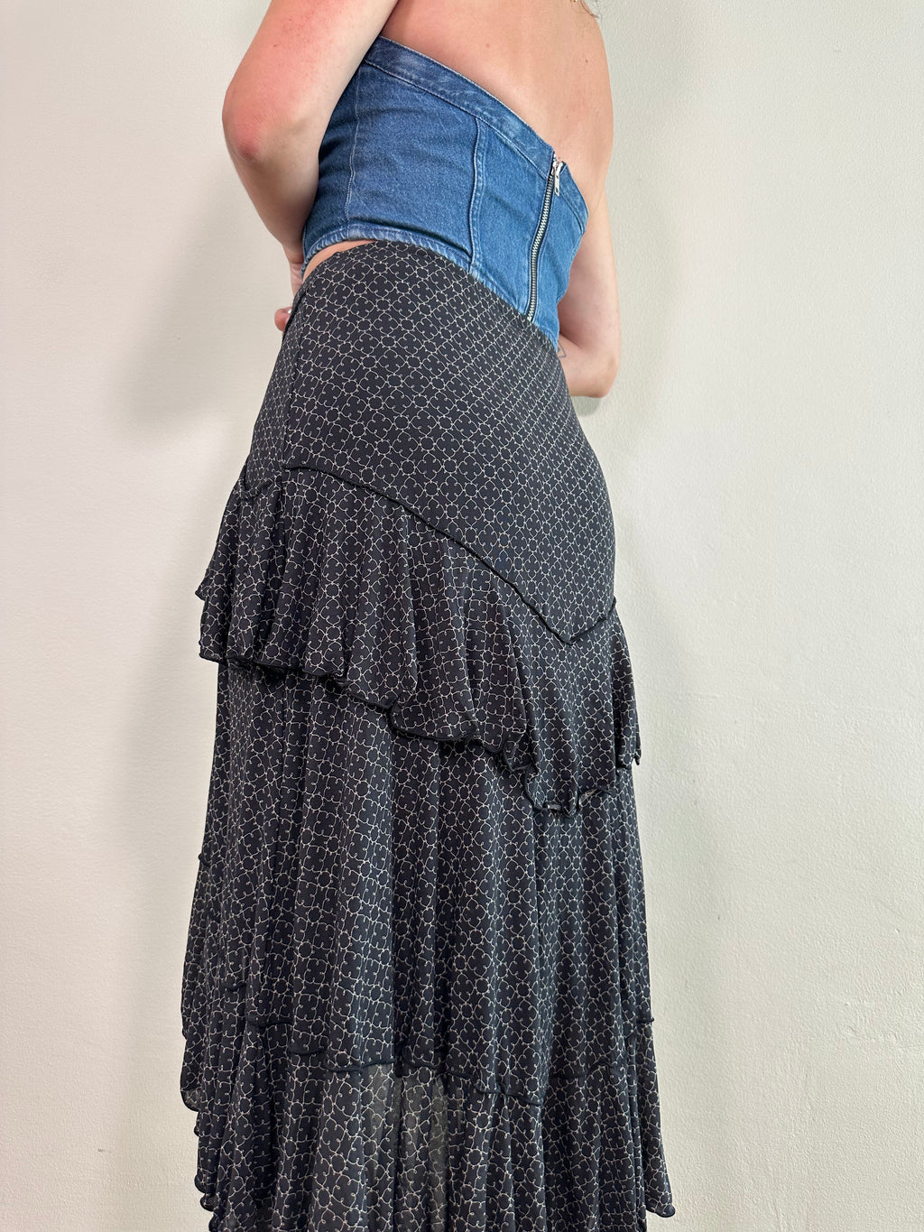 Tiered Mesh Western Skirt