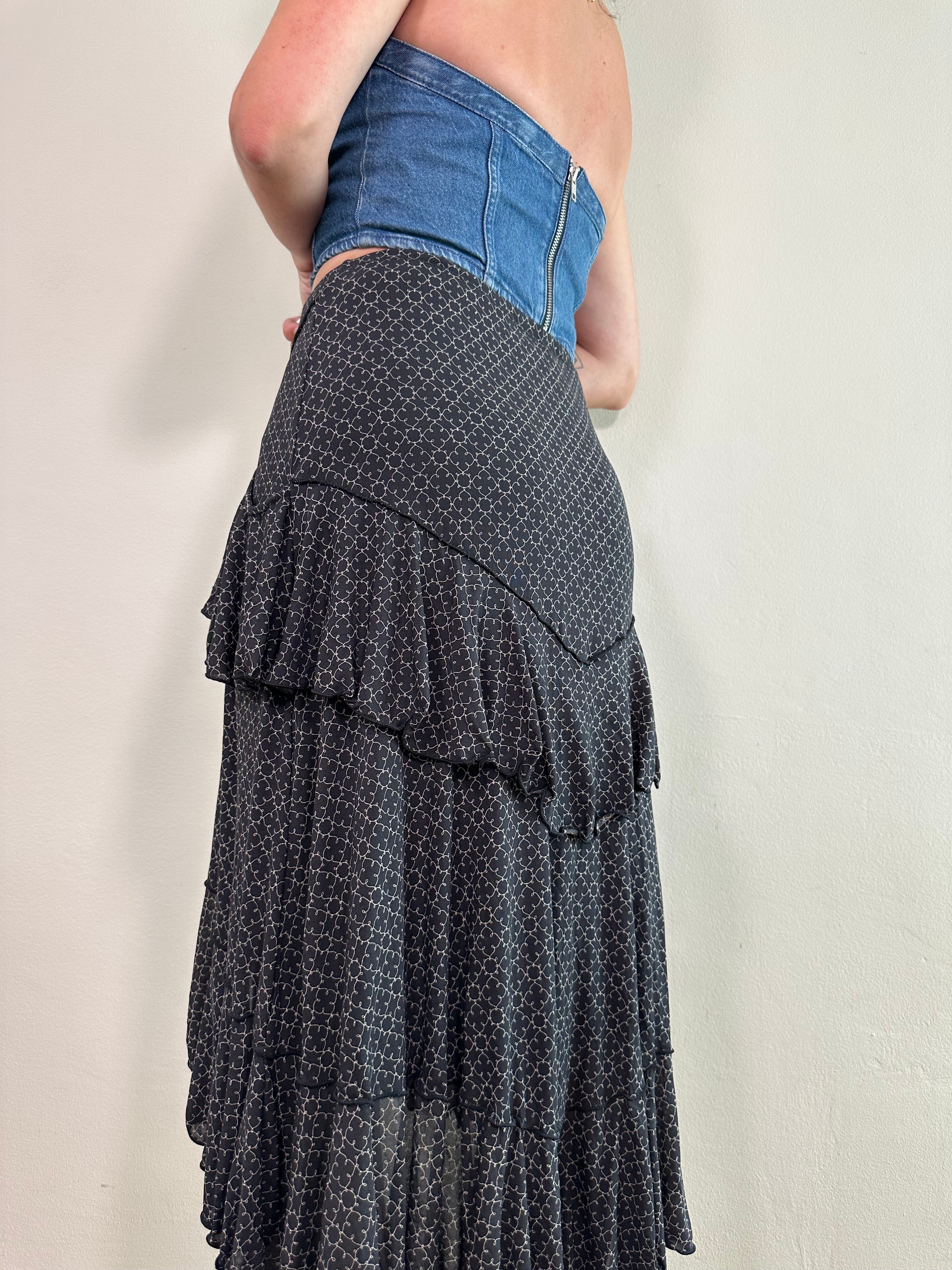 Tiered Mesh Western Skirt