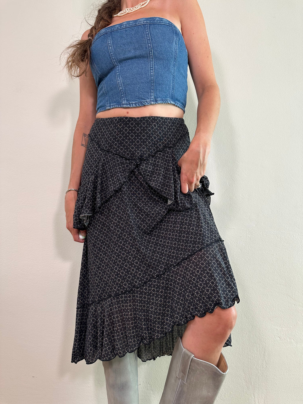 Tiered Mesh Western Skirt