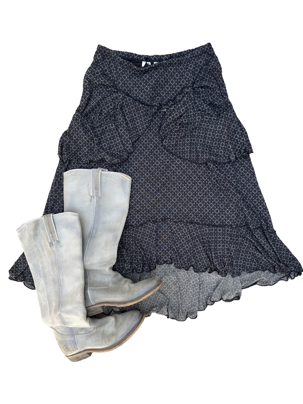 Tiered Mesh Western Skirt