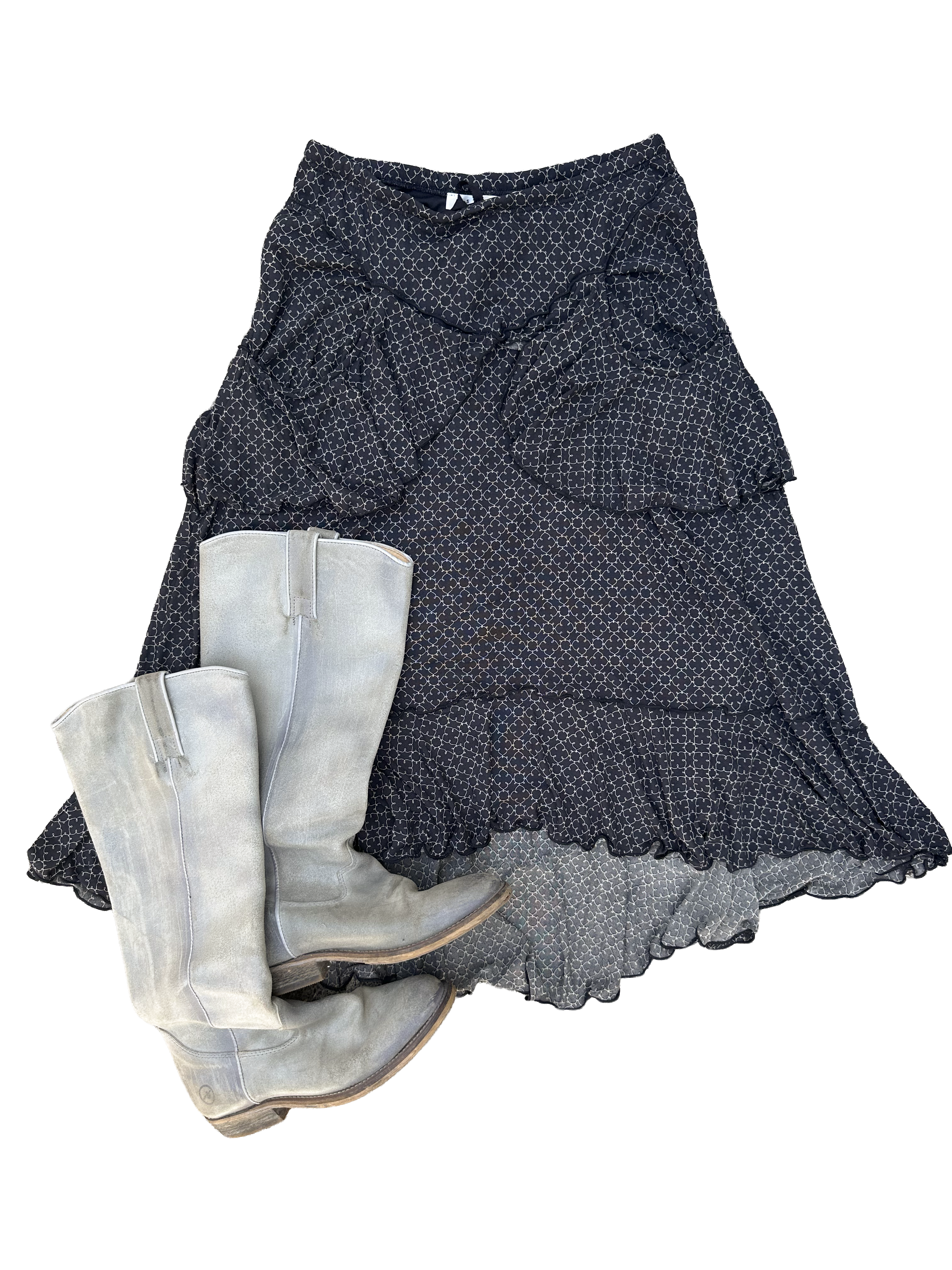 Tiered Mesh Western Skirt