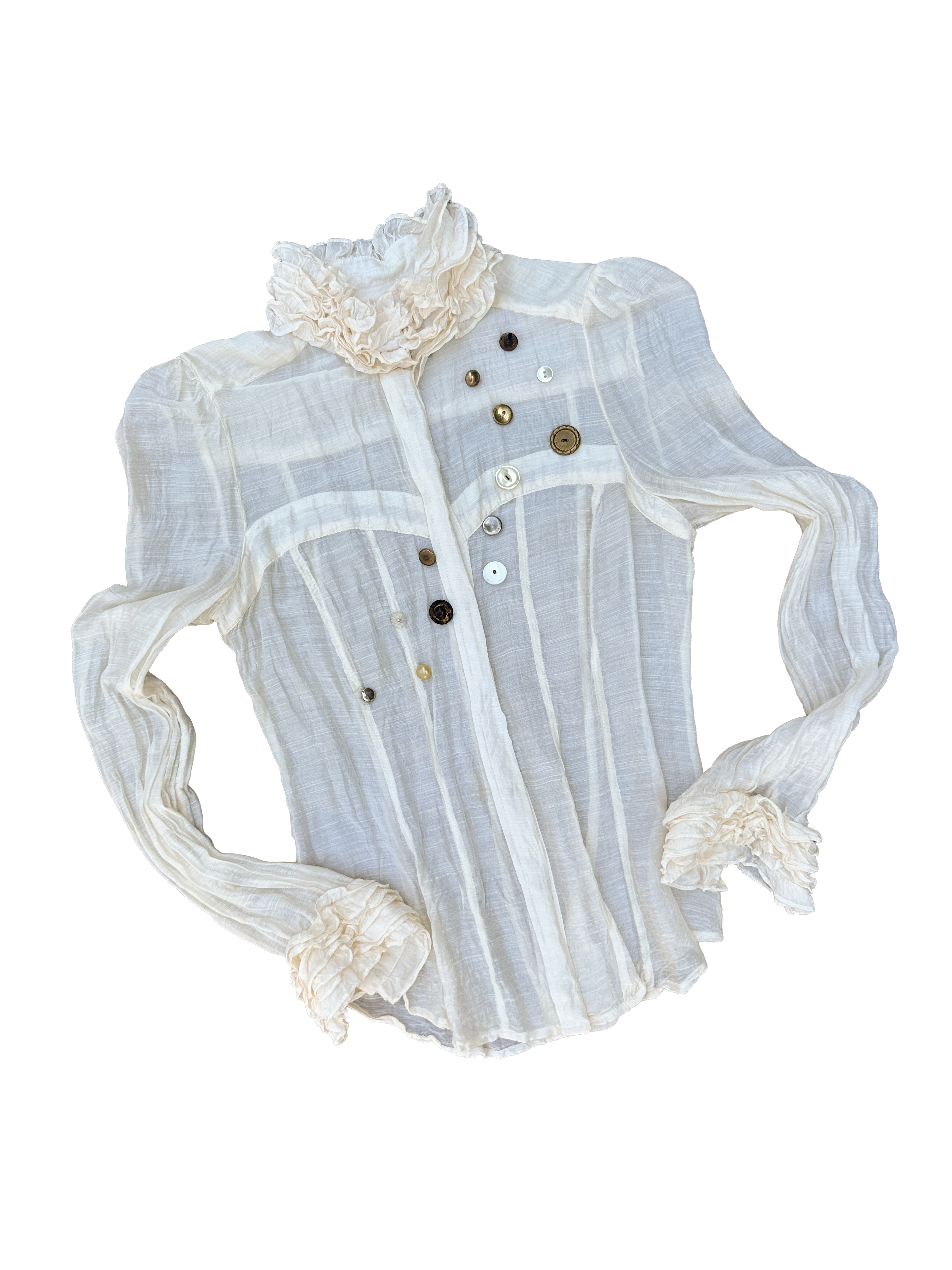 REWORK Victorian Style Sheer Corset Blouse