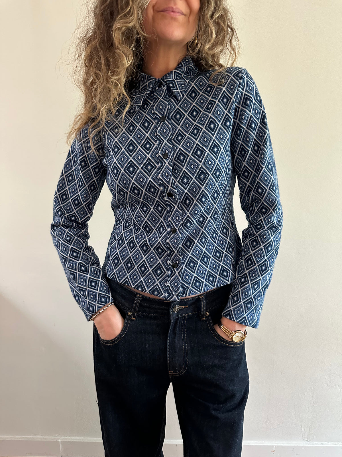 90s Geometric Knit Top