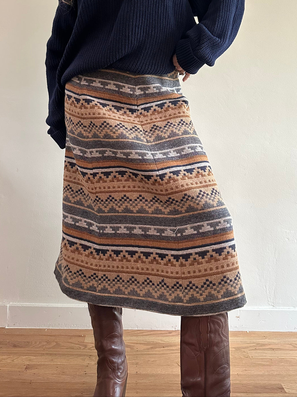 Vintage Wool-Blend Tapestry Skirt