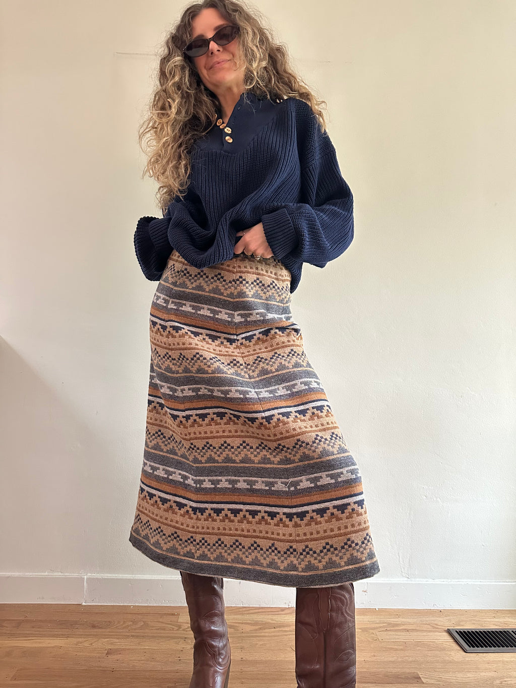 Vintage Wool-Blend Tapestry Skirt