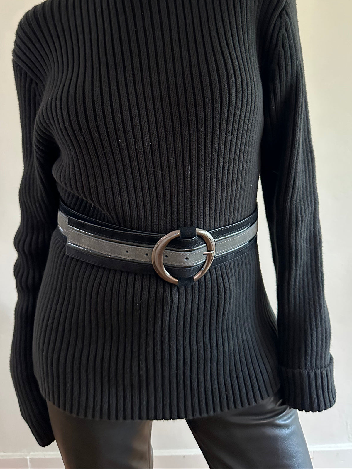 Striped Suede Belt