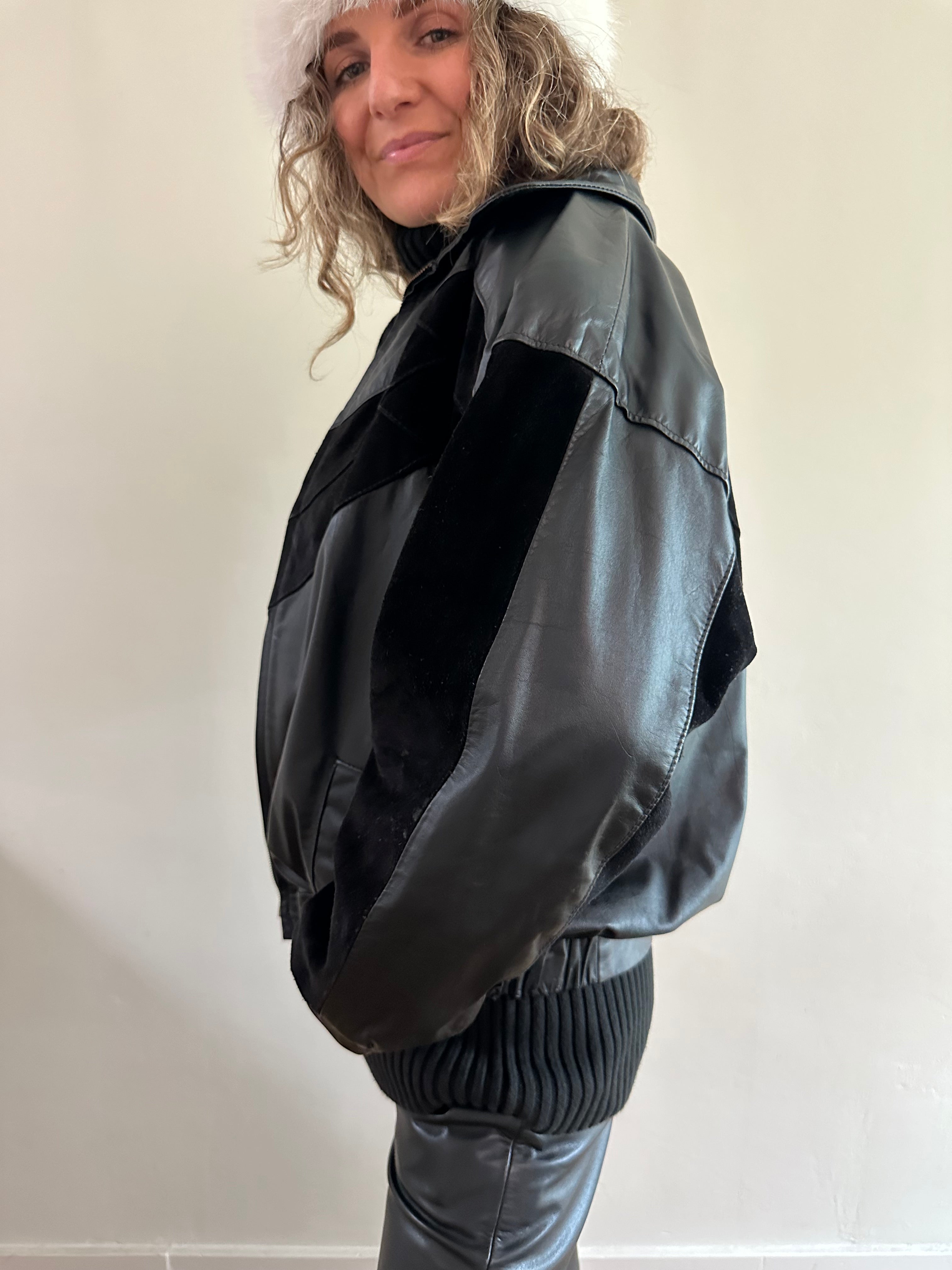 Leather & Suede Chevron Jacket