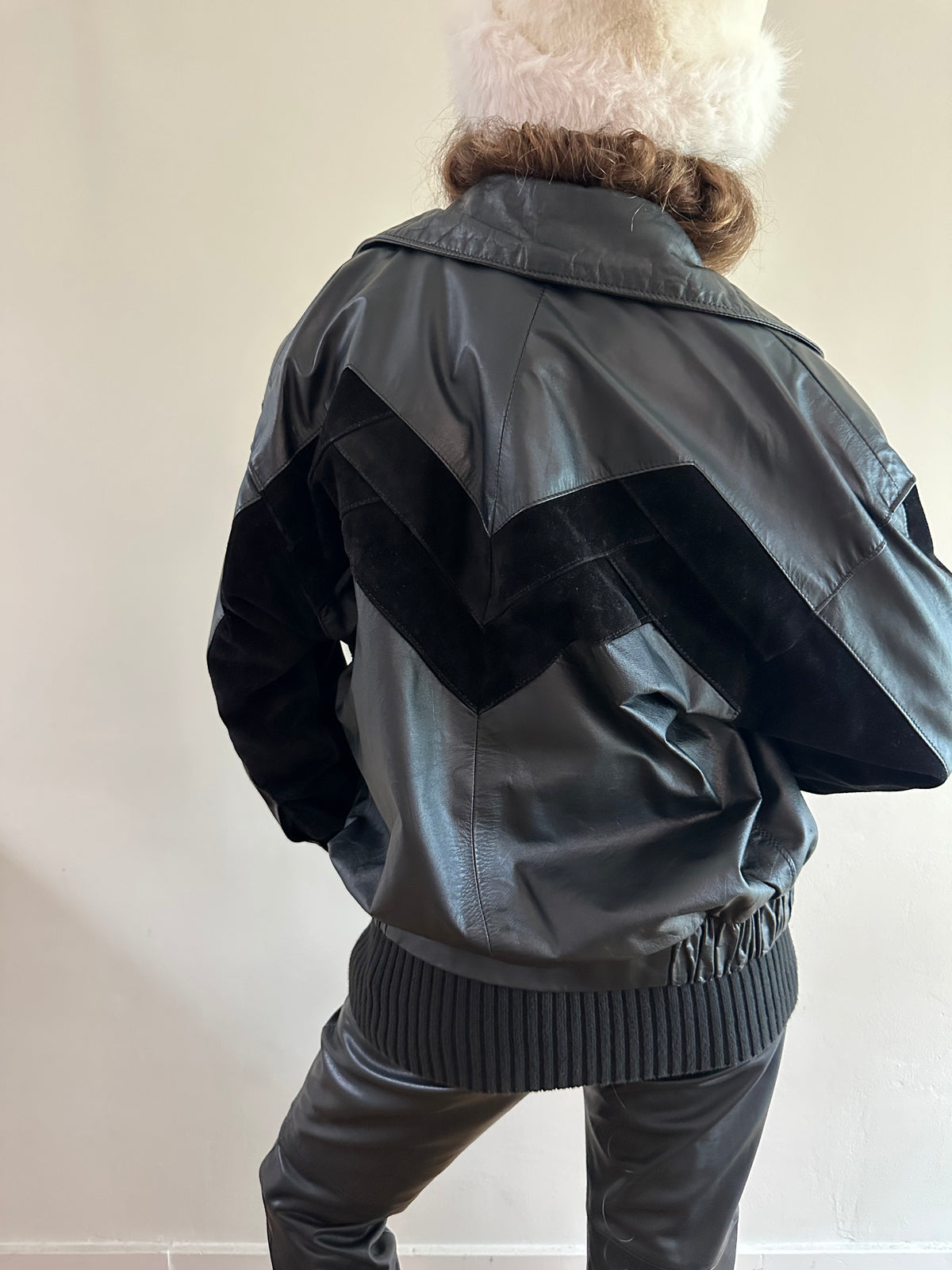 Leather & Suede Chevron Jacket