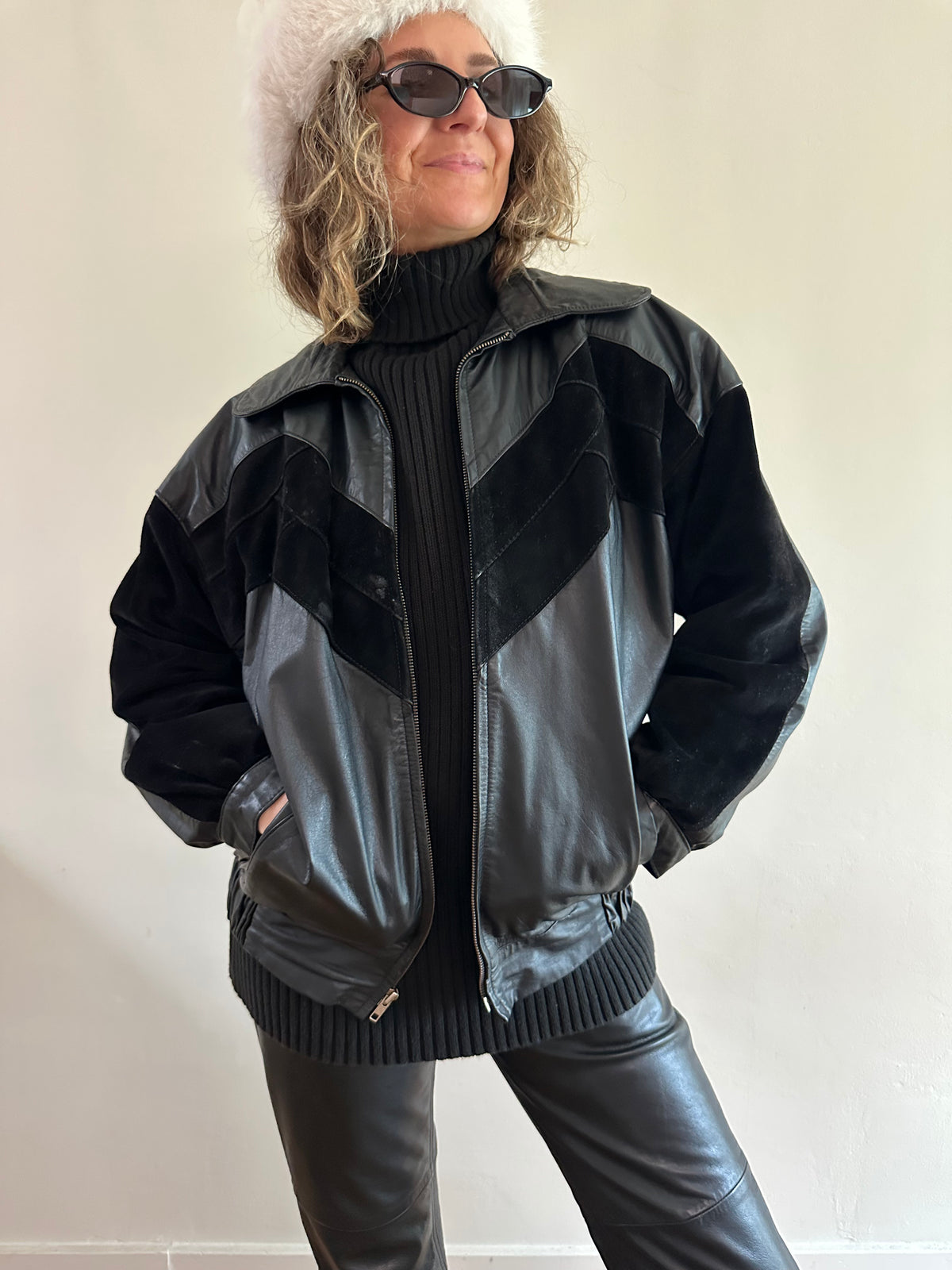 Leather & Suede Chevron Jacket