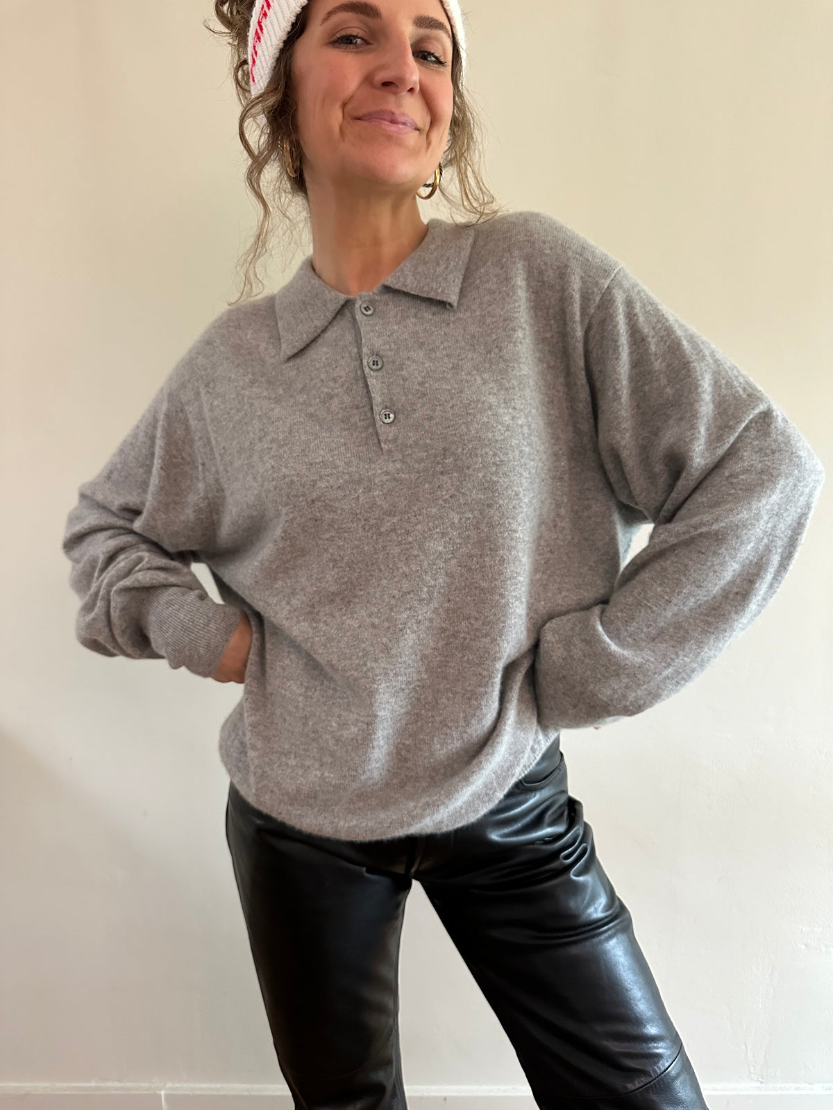 2-Ply Cashmere Polo Sweater