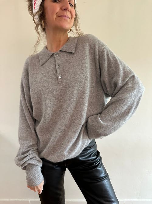 2-Ply Cashmere Polo Sweater