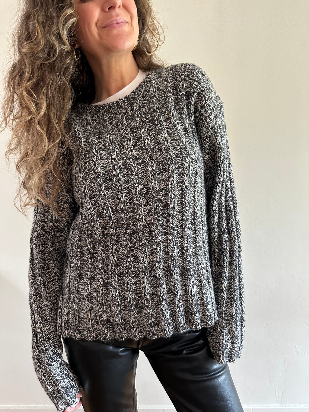 Marled Ribbed Knit Sweater