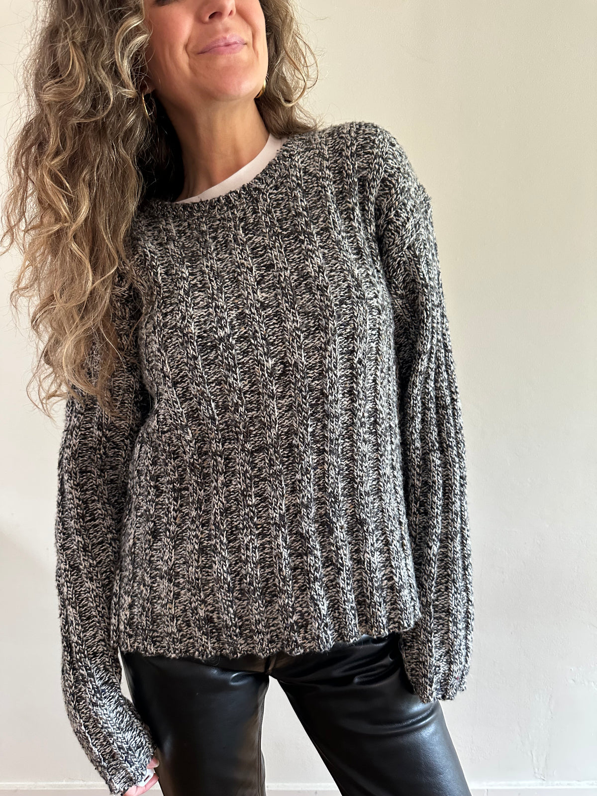 Marled Ribbed Knit Sweater
