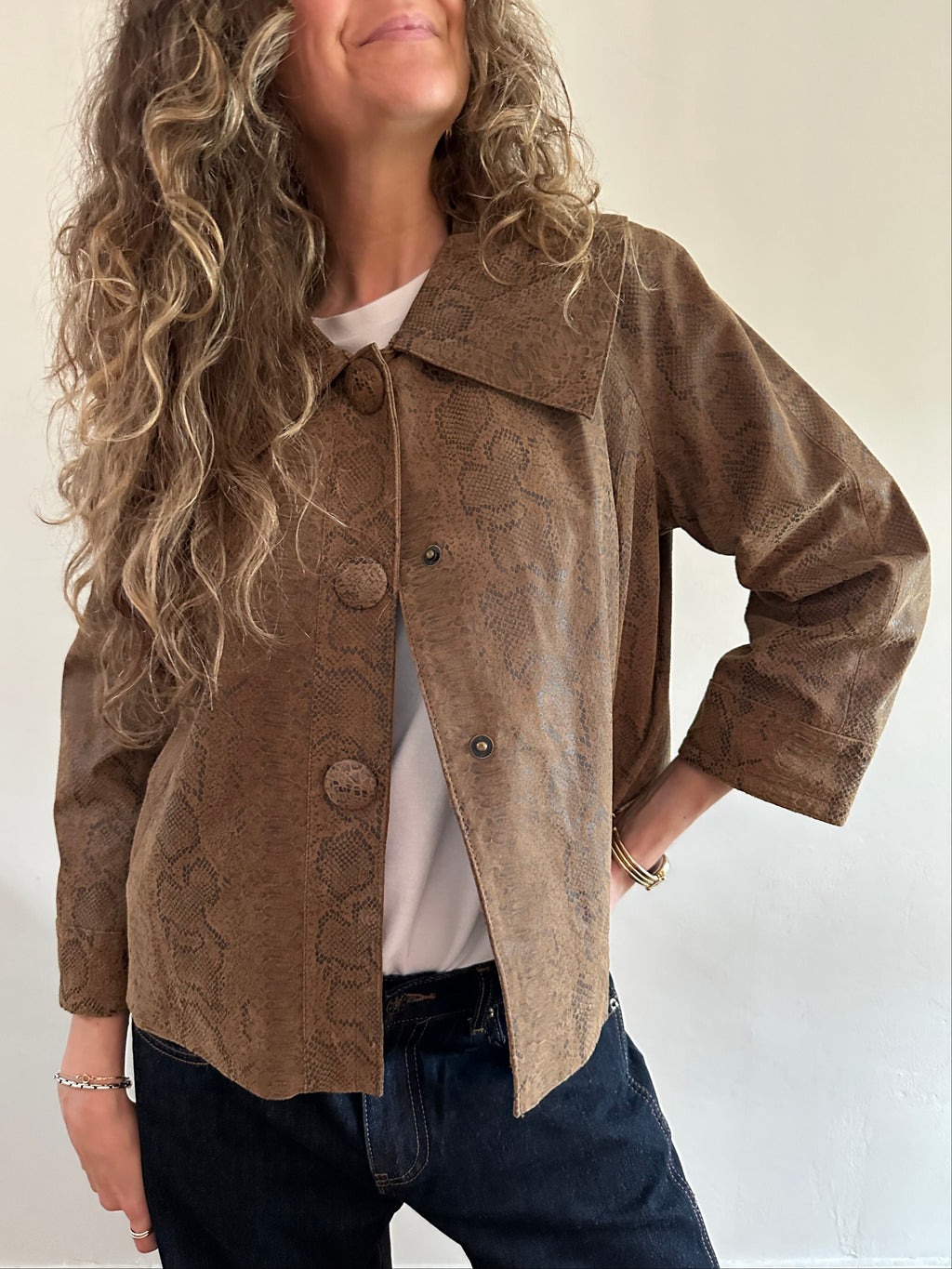 Deadstock Snake Print Leather Jacket